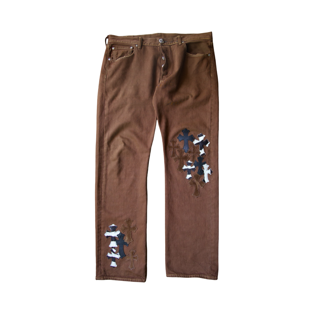 Chrome Hearts Levi's 501 Zebra Cross Patch Jeans Brown