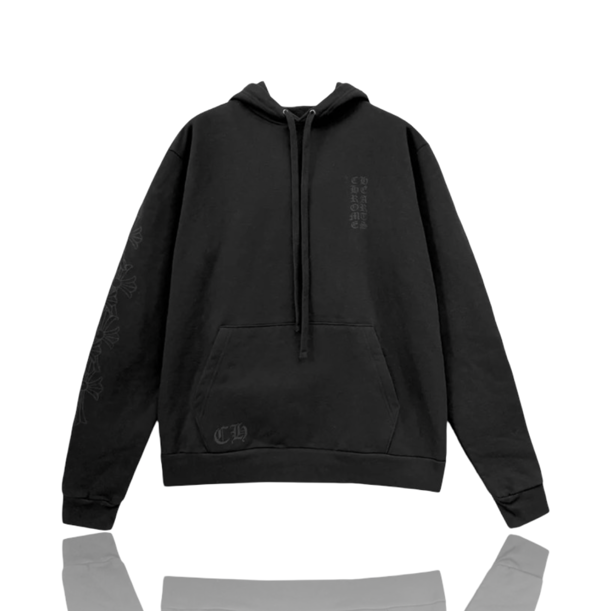 Chrome Hearts Miami Exclusive Vertical Logo Cemetery Hoodie Black