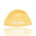 Celine Logo Wool Knit Beanie Yellow