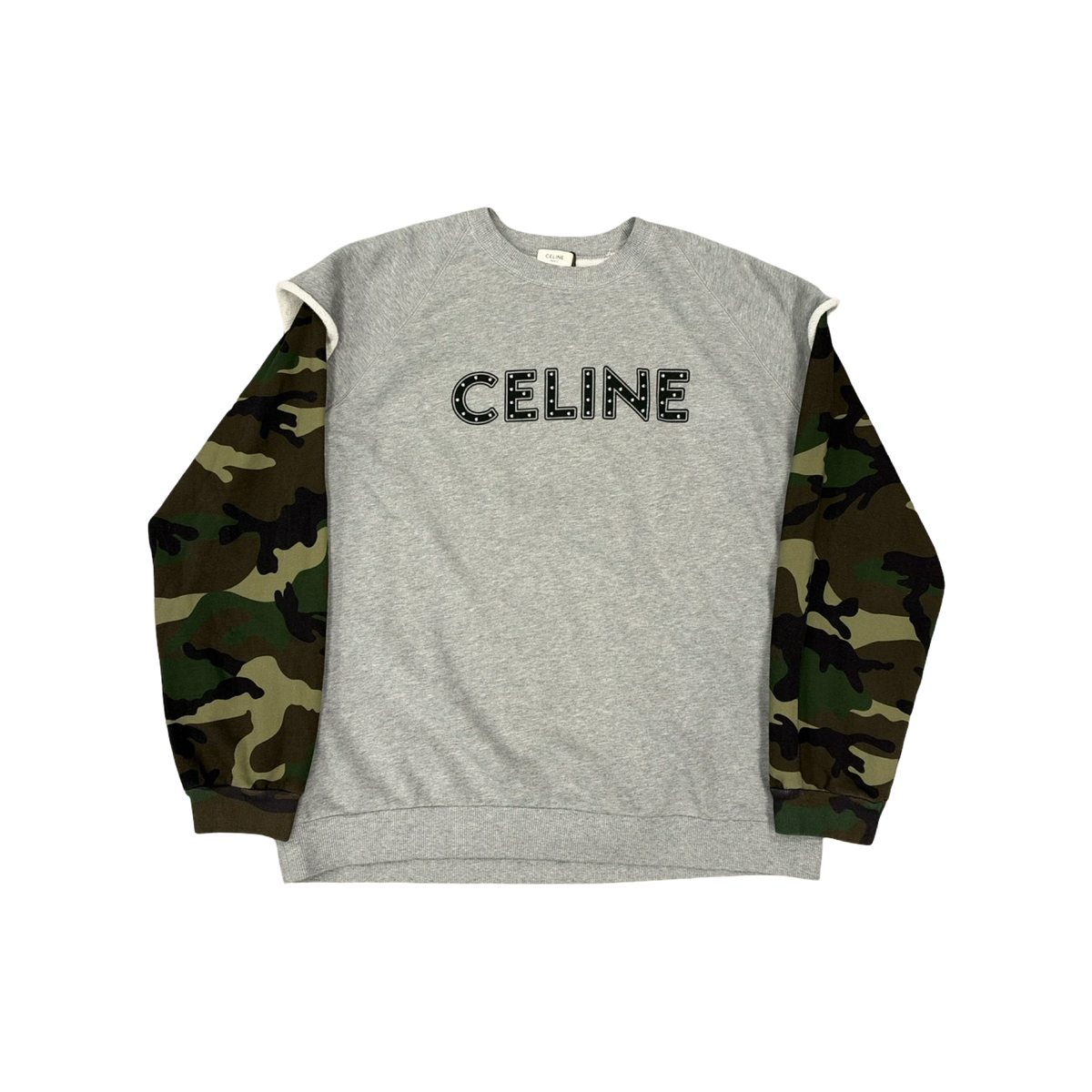 Celine Studded Rivet Camo Longsleeve Double Layered