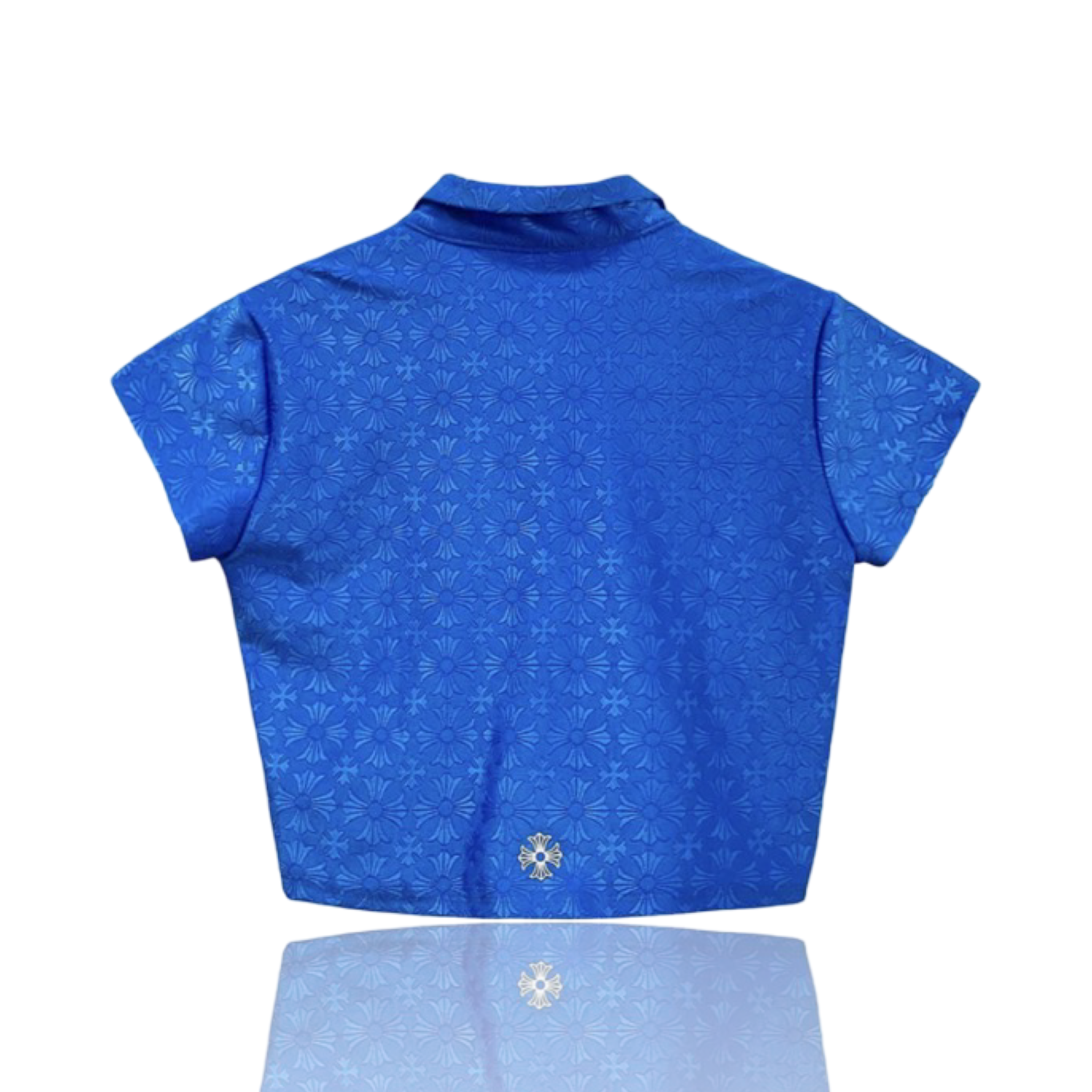 Chrome Hearts Blue Cross Jacquard Cropped T-Shirt