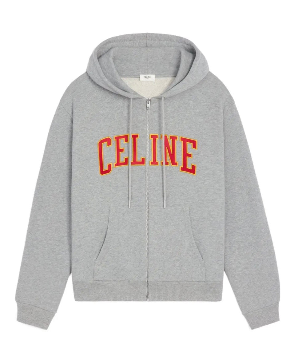 Celine Loose Zip Up Hoodie Grey
