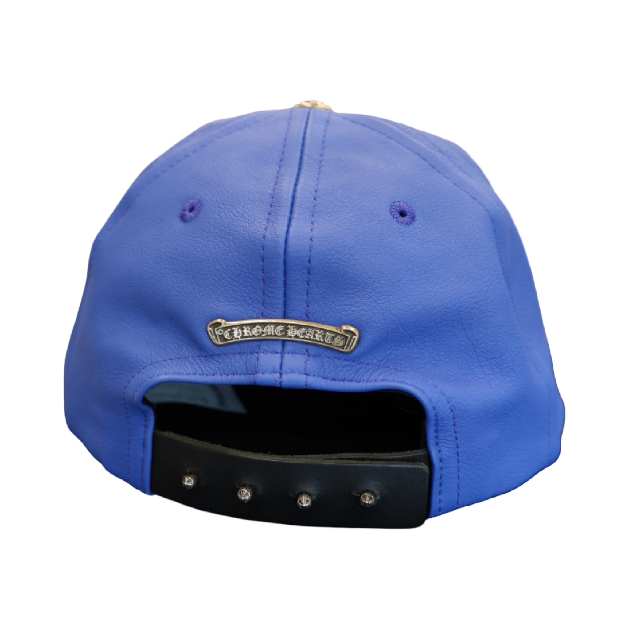 Chrome Hearts X The Rolling Stones Leather Patch Leather Blue Baseball Hat