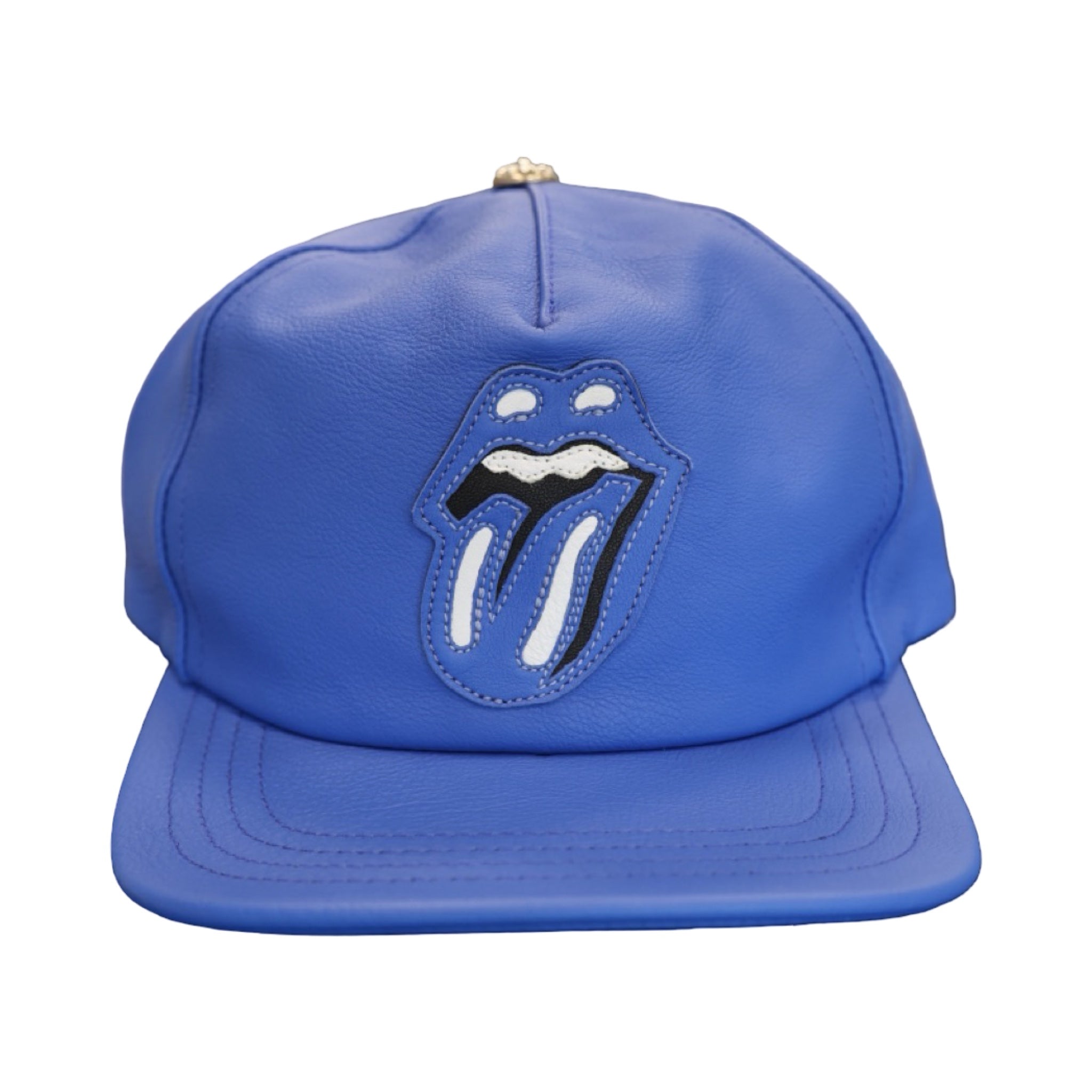 Chrome Hearts X The Rolling Stones Leather Patch Leather Blue Baseball Hat