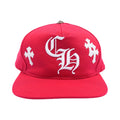 Chrome Hearts Leather Cross Embroidered CH Logo Baseball Hat Red/White