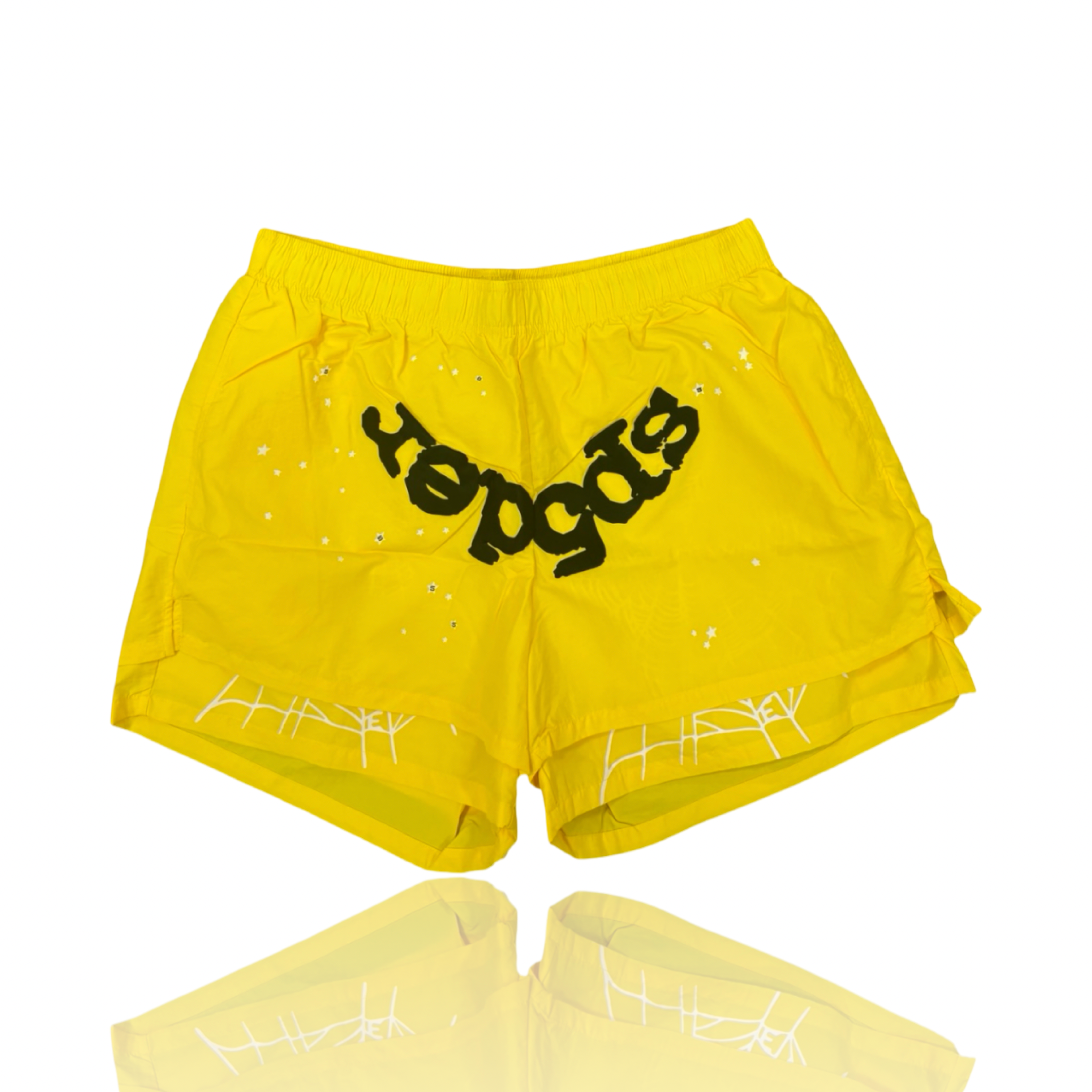 Sp5der OG Legacy Web Yellow Double Layer Shorts