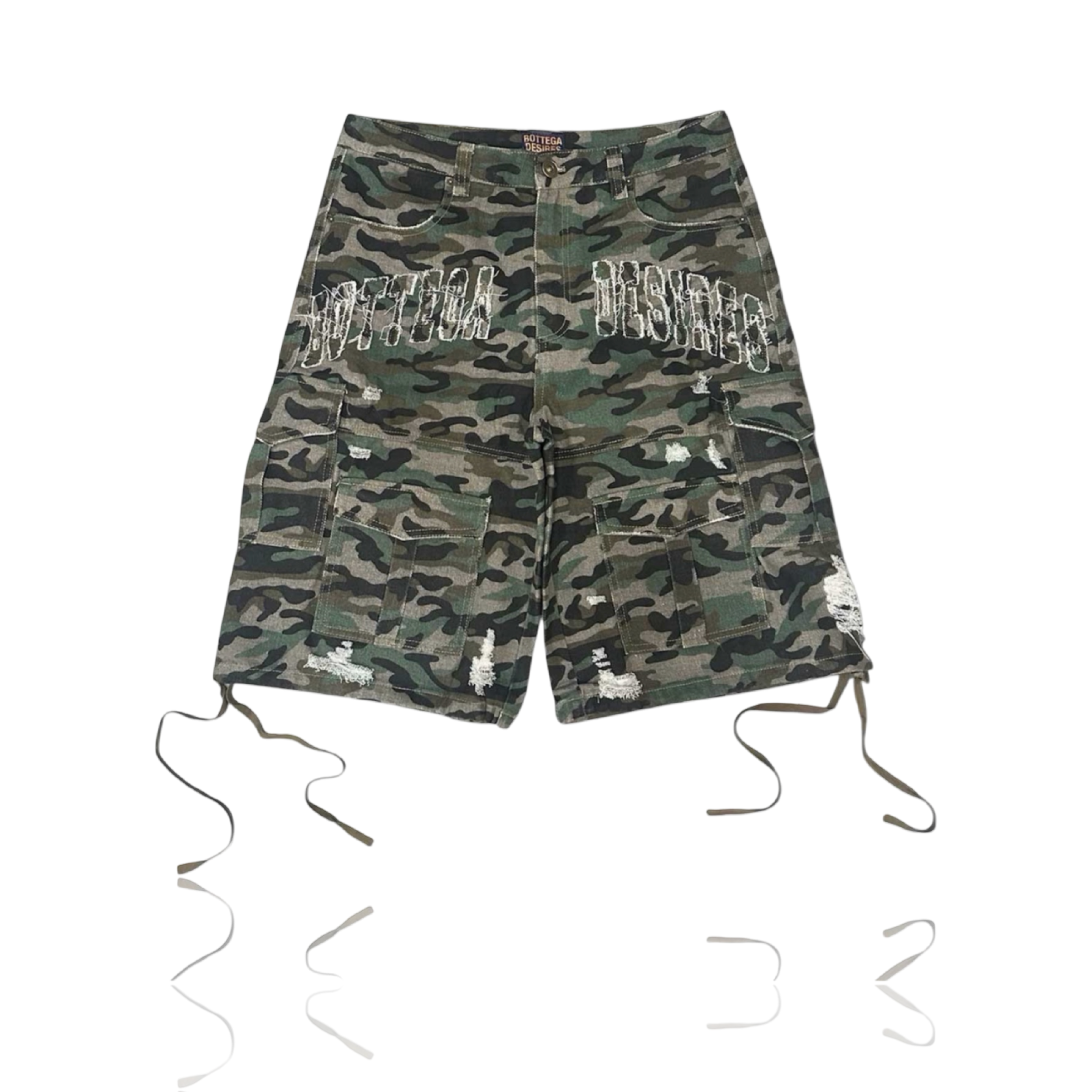 Bottega Desires Camo Cargo Shorts