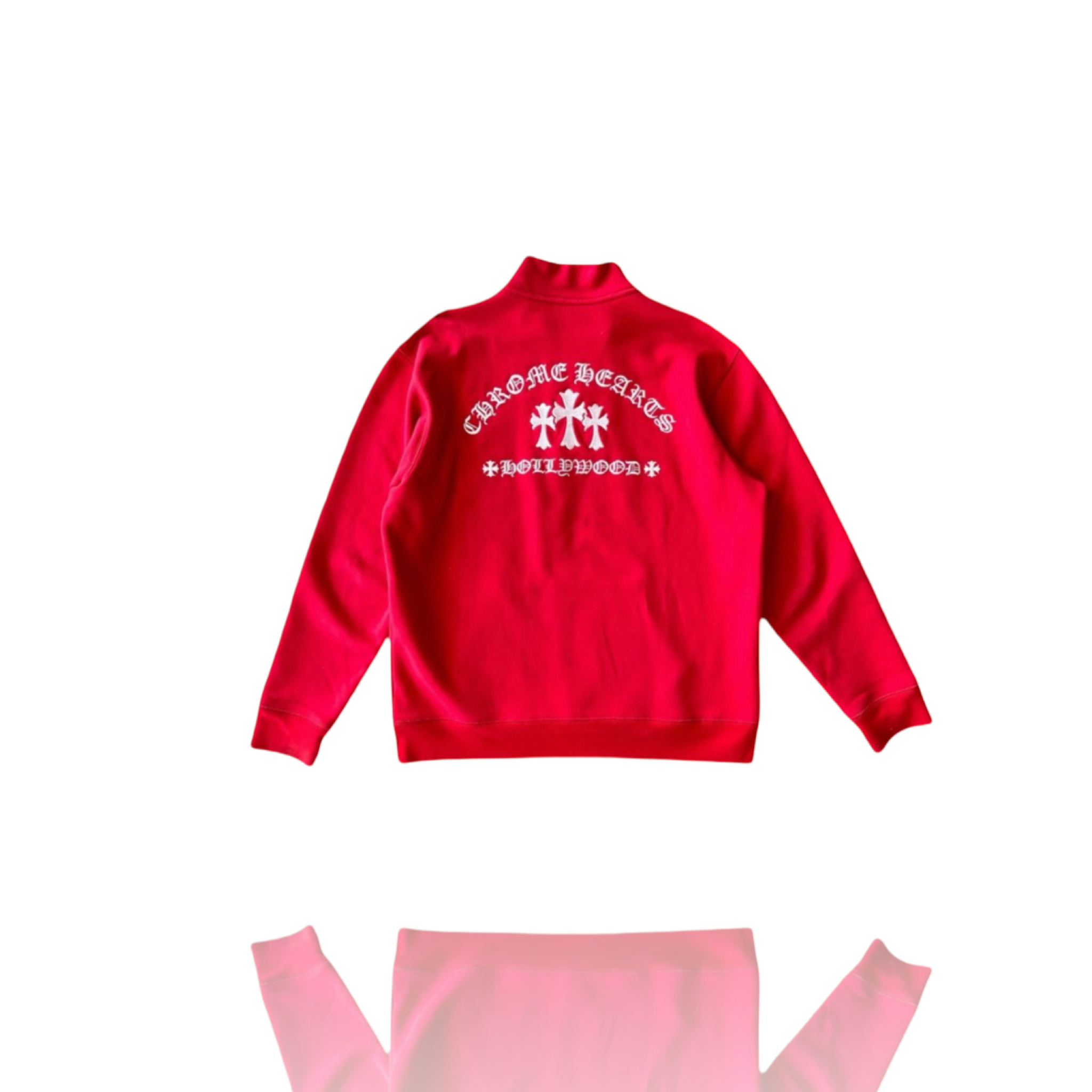 Chrome Hearts Red Triple Cross Embroidered Quarter Zip