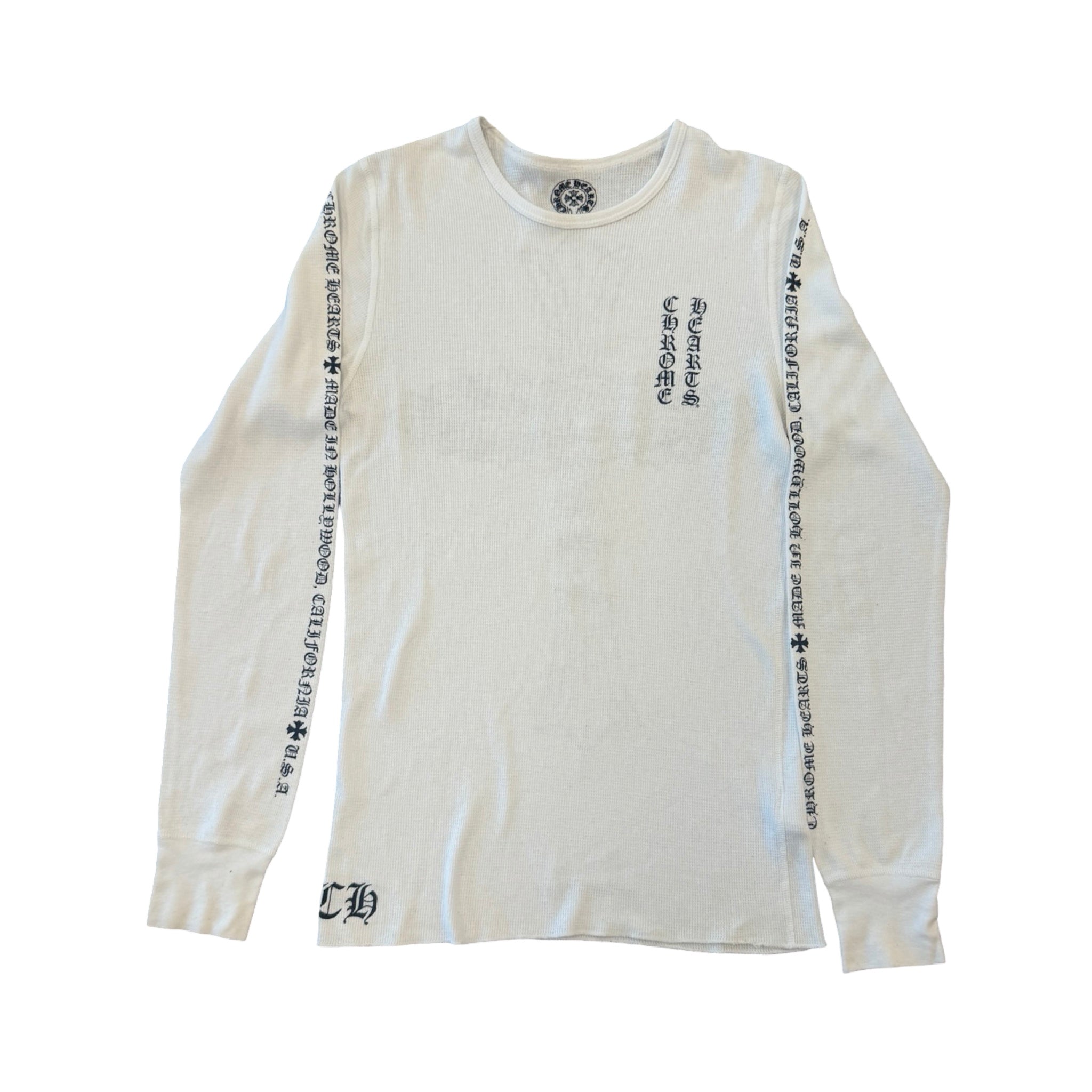 Chrome Hearts Vertical Logo Floral Cross Vintage Thermal White