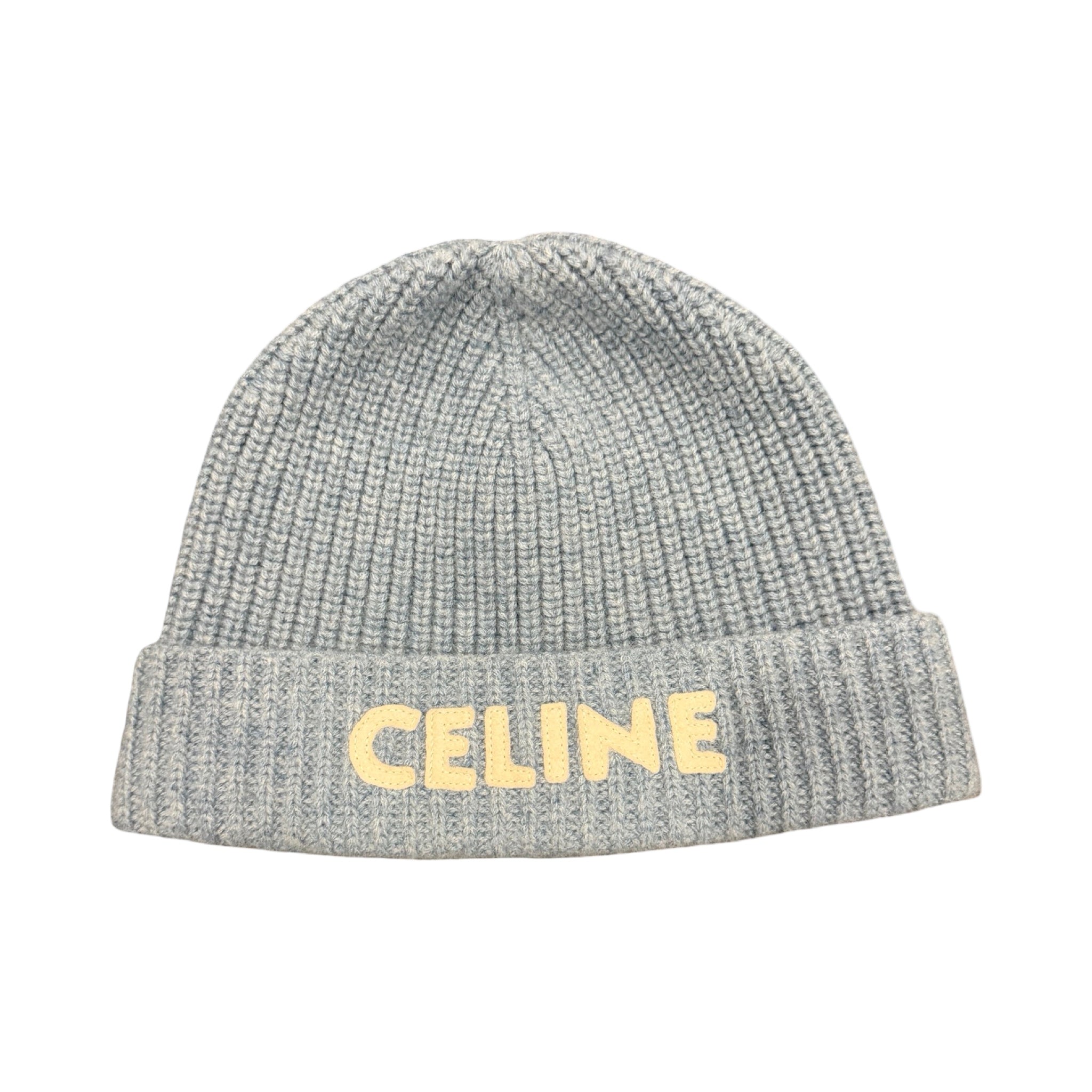 Celine Logo Wool Beanie Light Blue