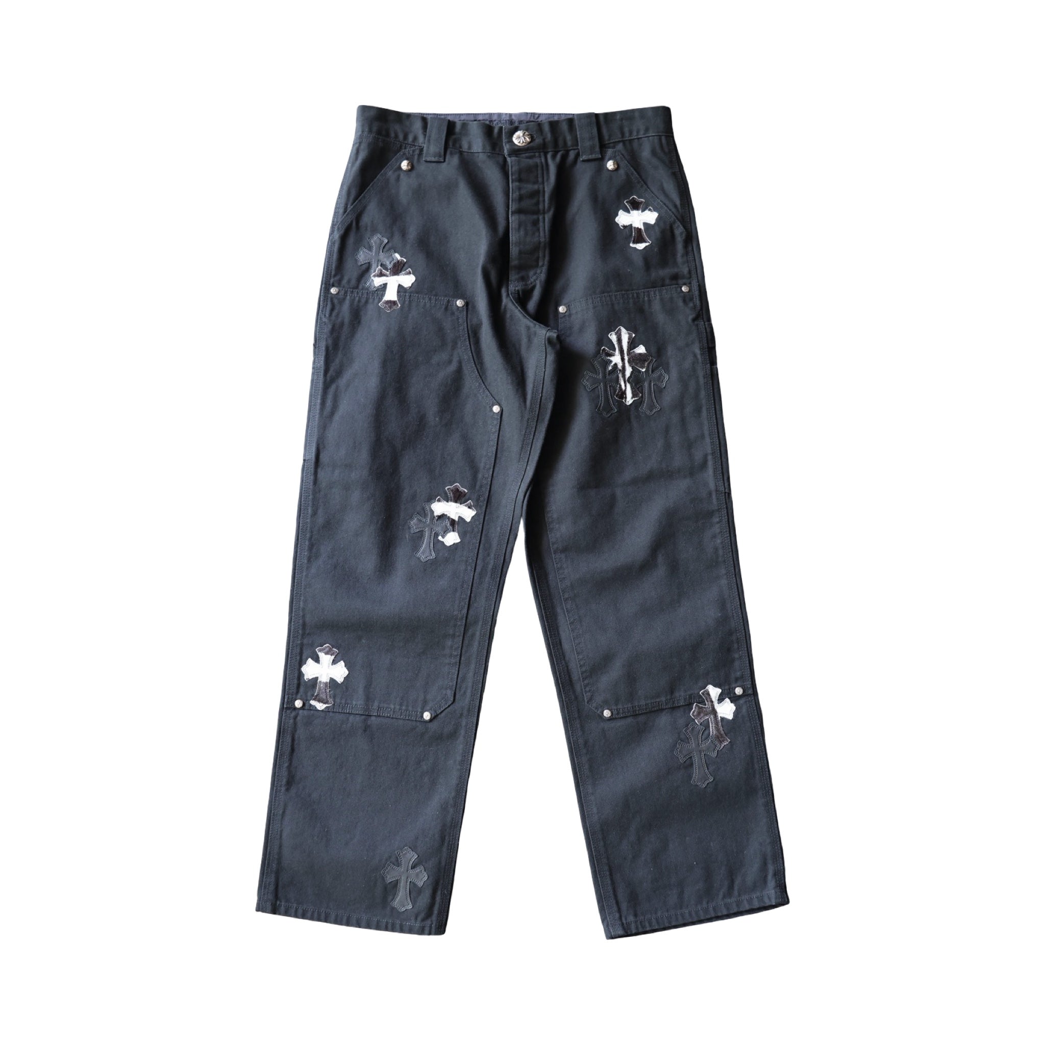 Chrome Hearts Zebra Black Cross Patch Carpenter Pants Black