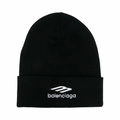 Balenciaga 3B Embroidered Black Beanie