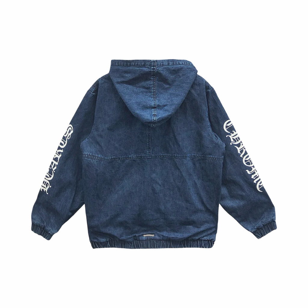 Chrome Hearts White Triple Cross Denim Zip Jacket