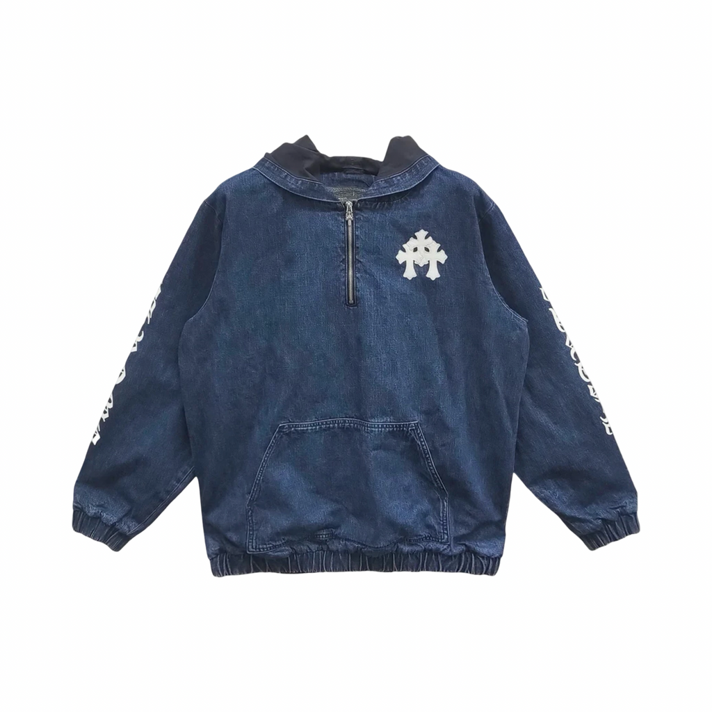 Chrome Hearts White Triple Cross Denim Zip Jacket
