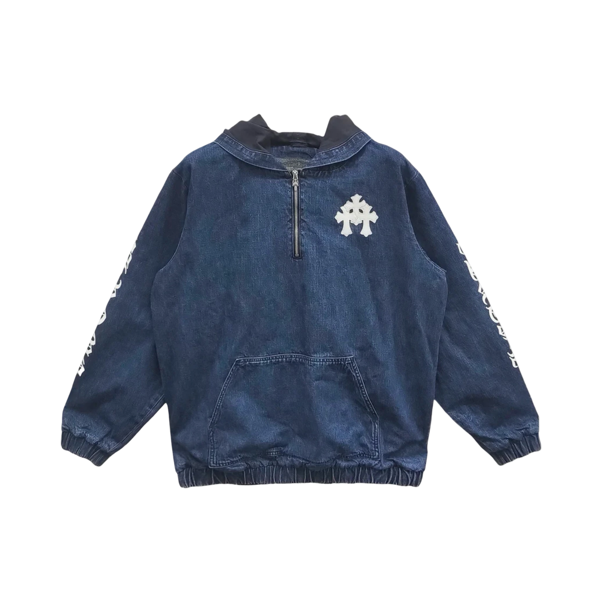 Chrome Hearts White Triple Cross Denim Zip Jacket