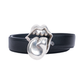 Chrome Hearts Rolling Stone Leather Belt Black