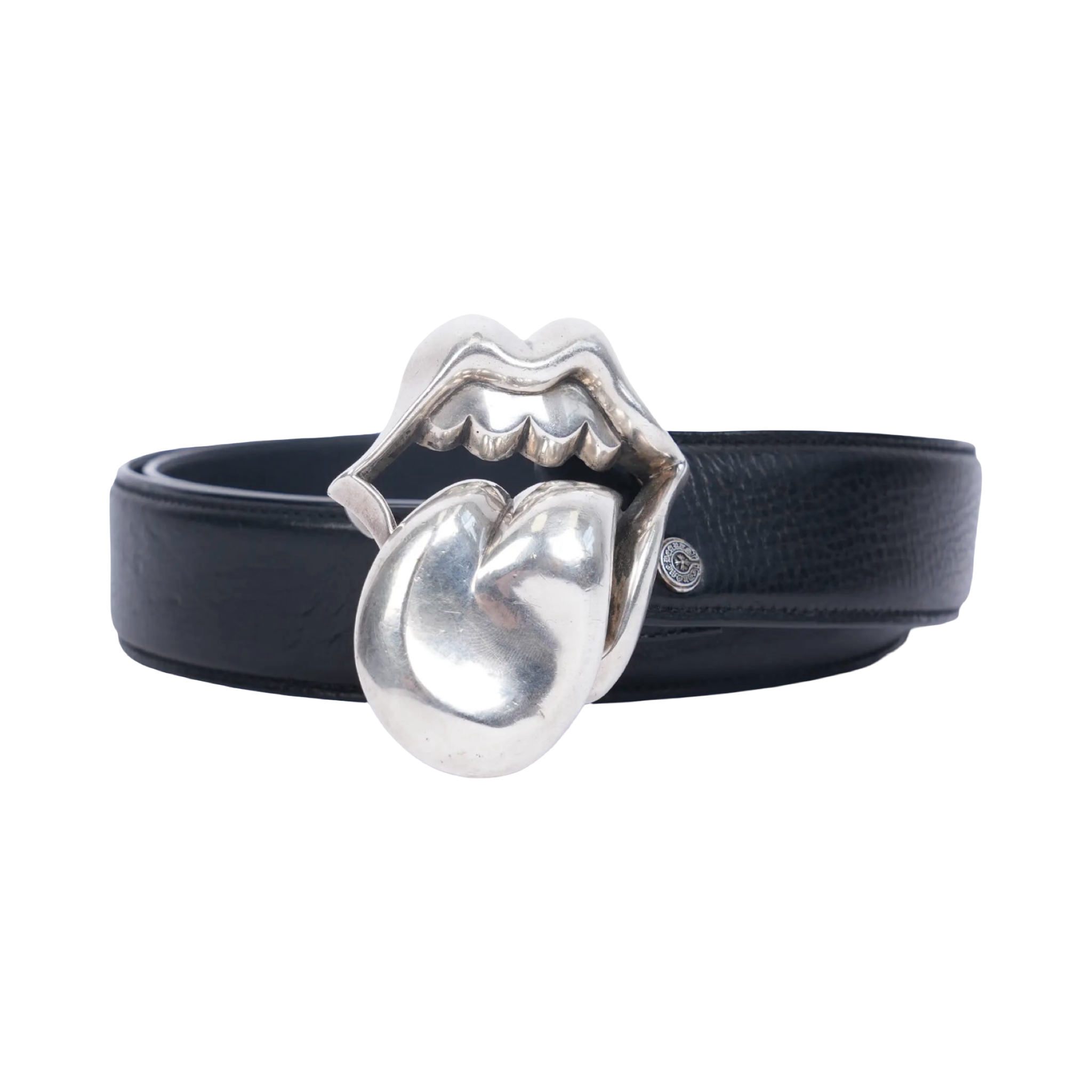 Chrome Hearts Rolling Stone Leather Belt Black