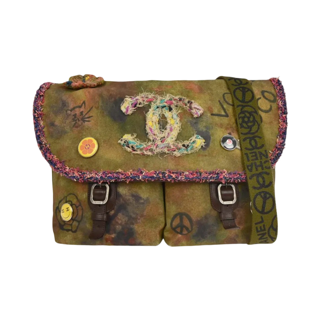 Chanel Graffiti Souvenir Cross Body Bag Green