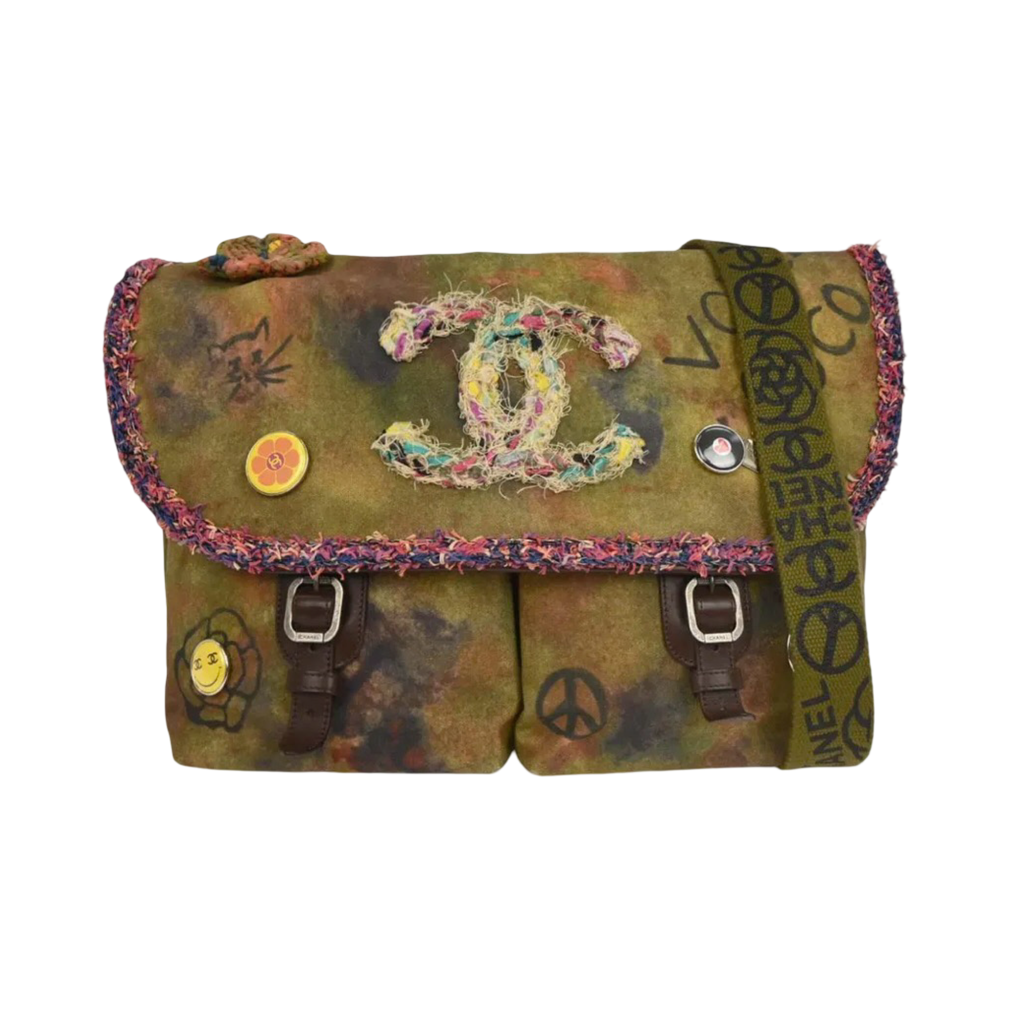 Chanel Graffiti Souvenir Cross Body Bag Green