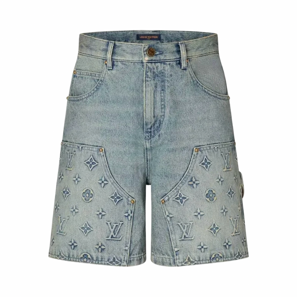 Louis Vuitton Carpenter Light Blue Wash Denim Shorts