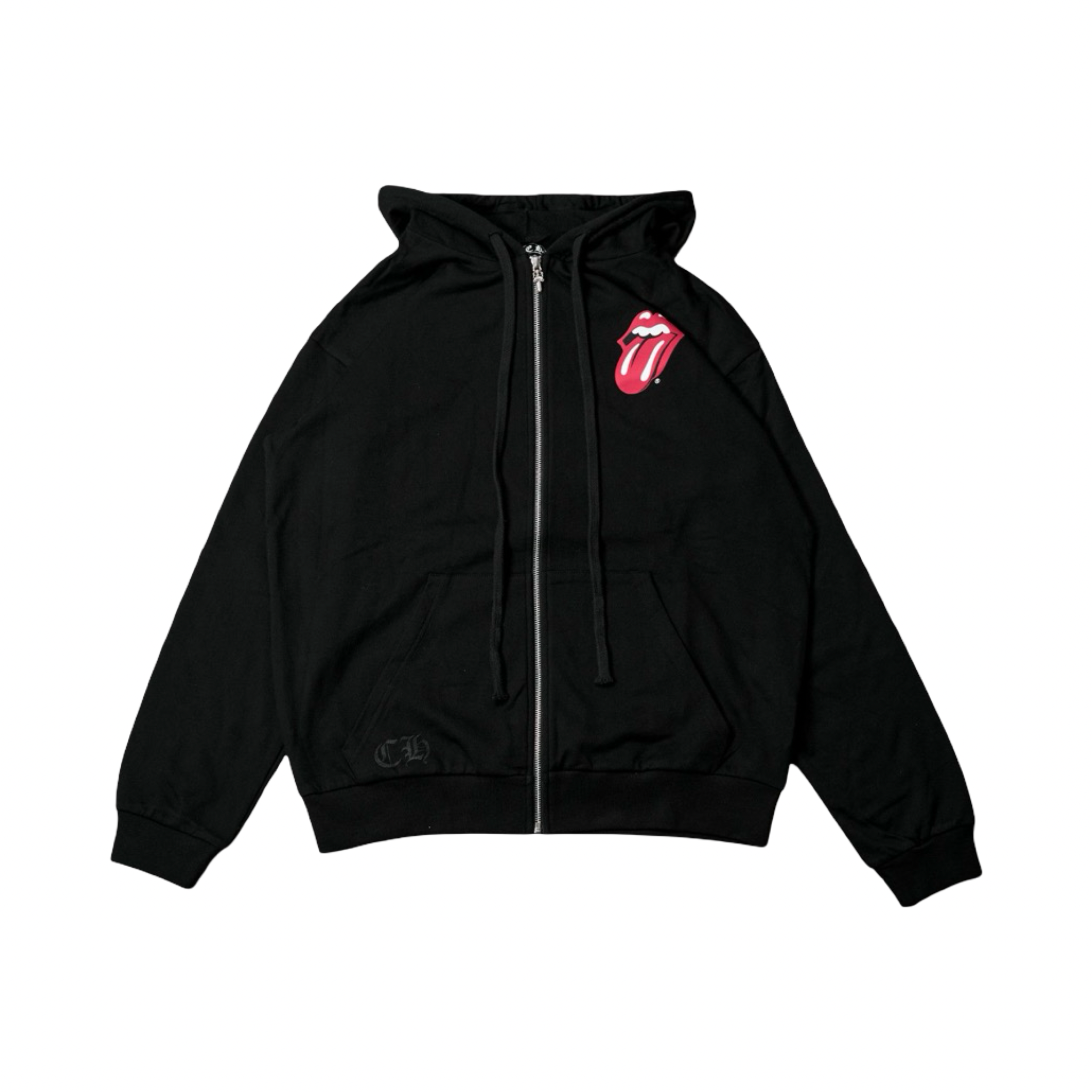 Chrome Hearts Rolling Stone Floral Cross Zip Black