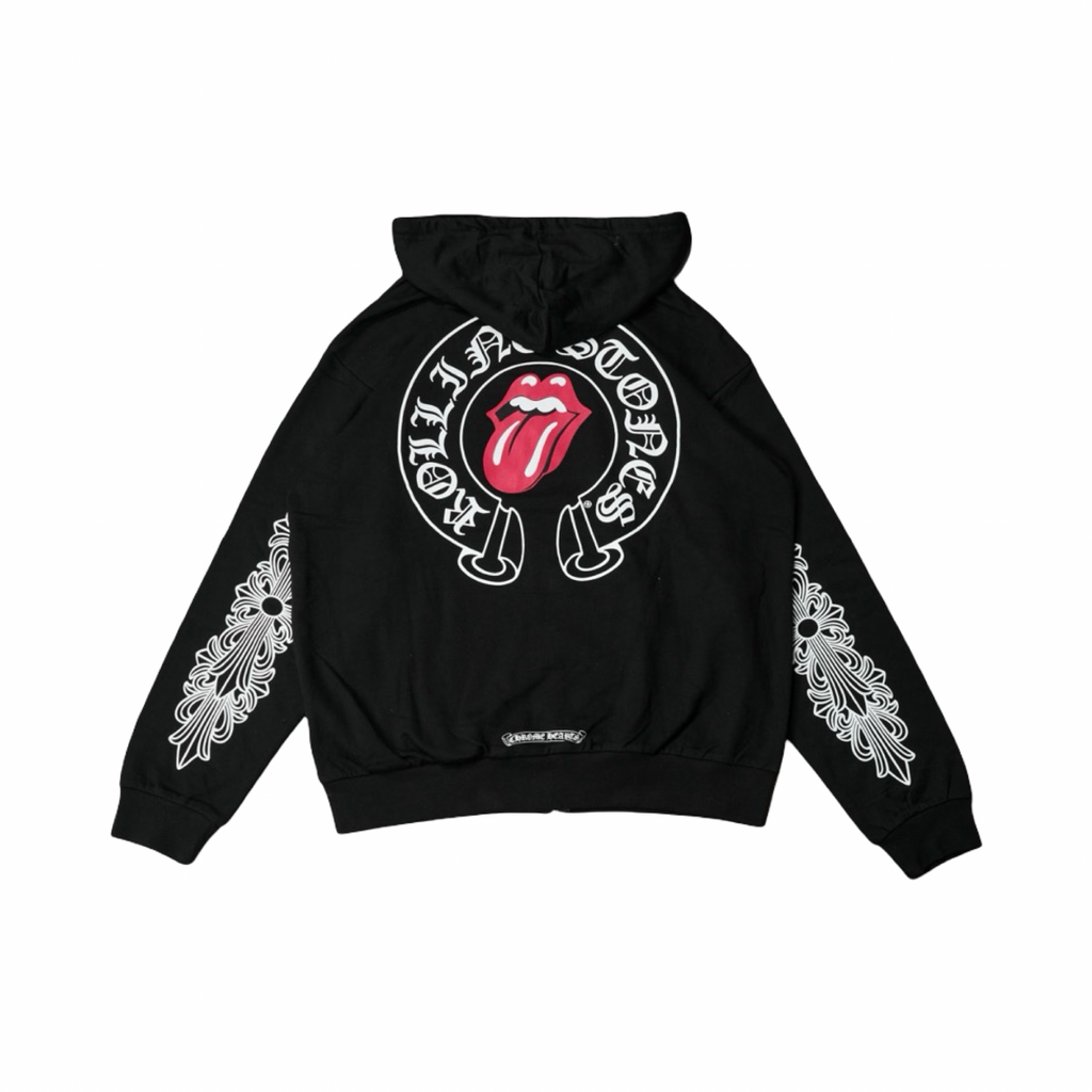 Chrome Hearts Rolling Stone Floral Cross Zip Black