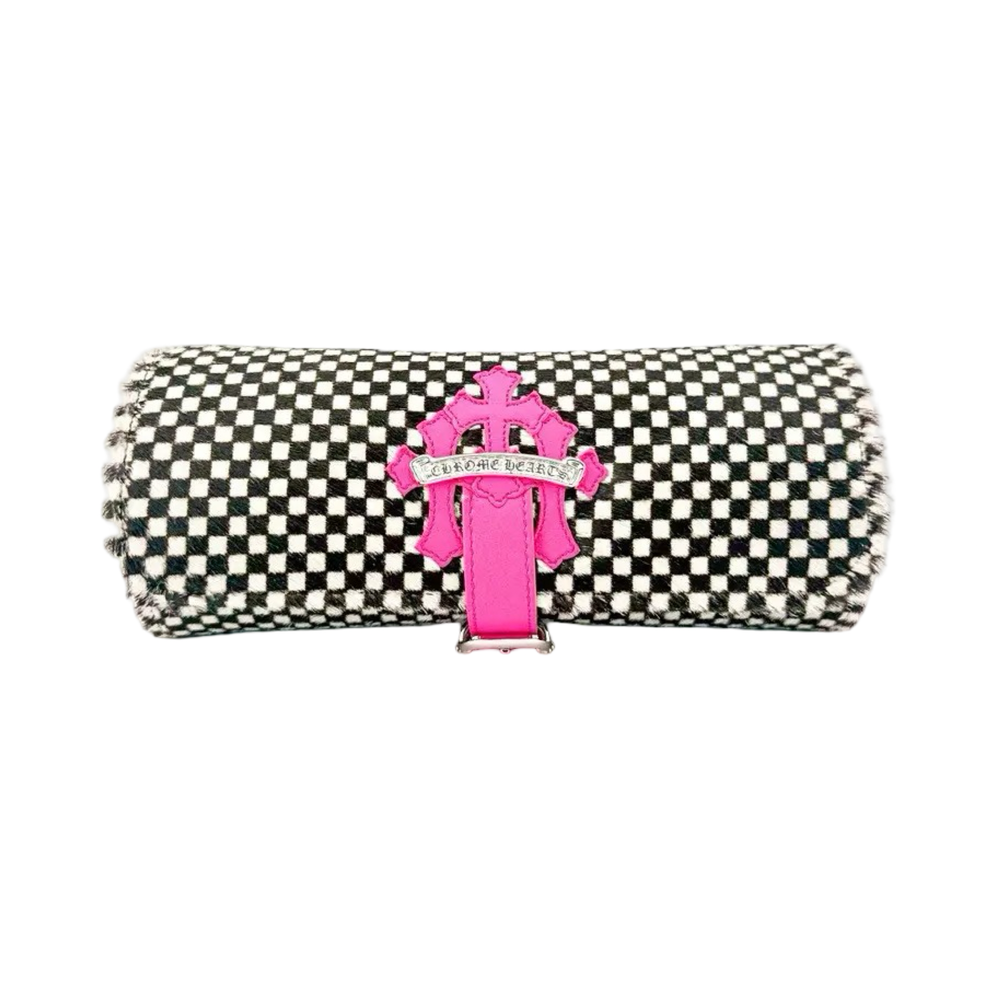 Chrome Hearts Checkered Pink Cross Cemetery Watch Roll