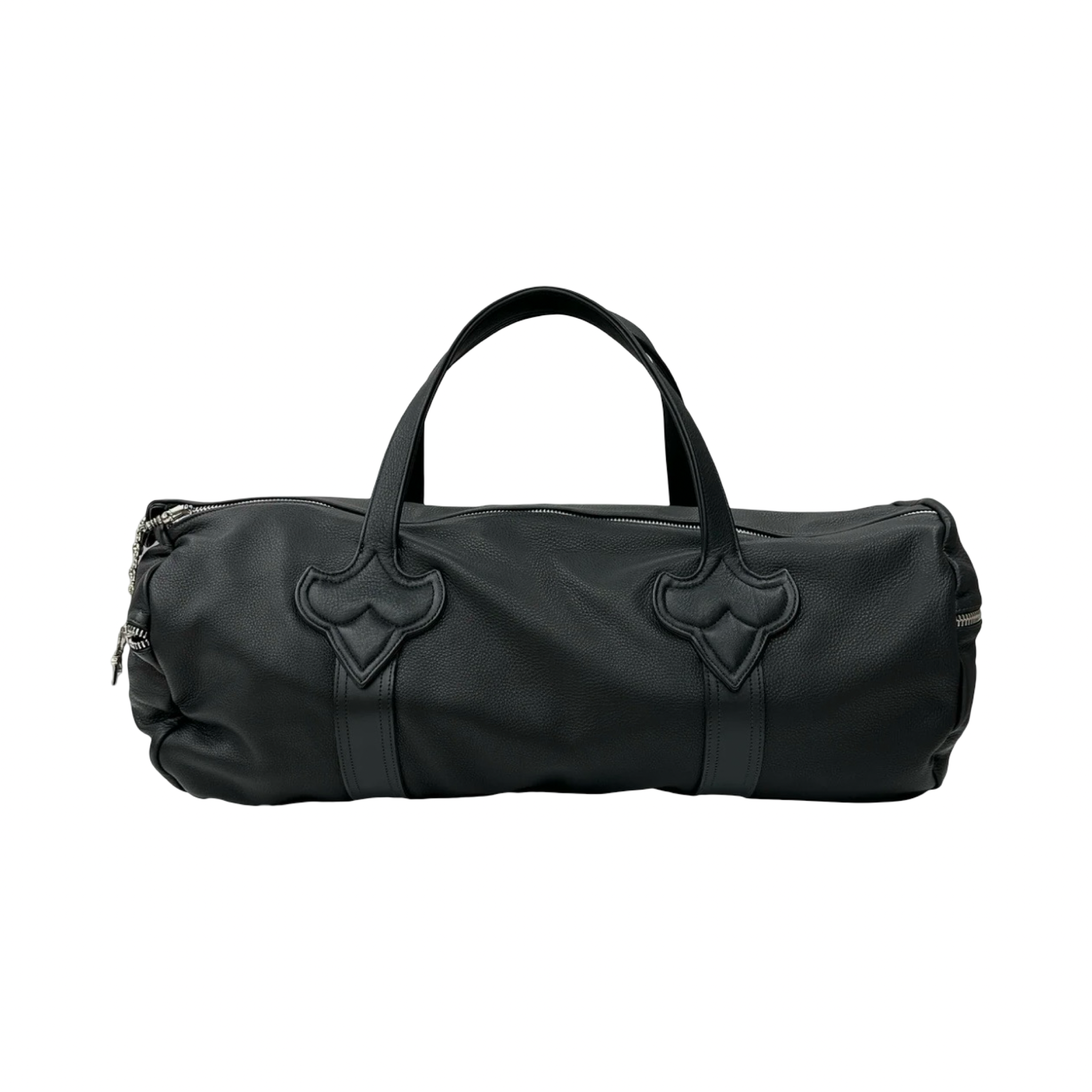 Chrome Hearts Silver Embellished Fleur Patch Leather Duffle