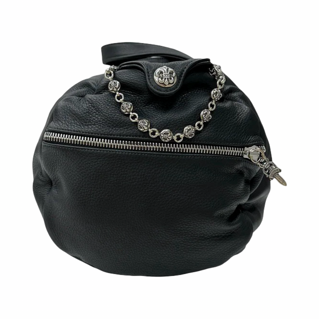 Chrome Hearts Silver Embellished Fleur Patch Leather Duffle