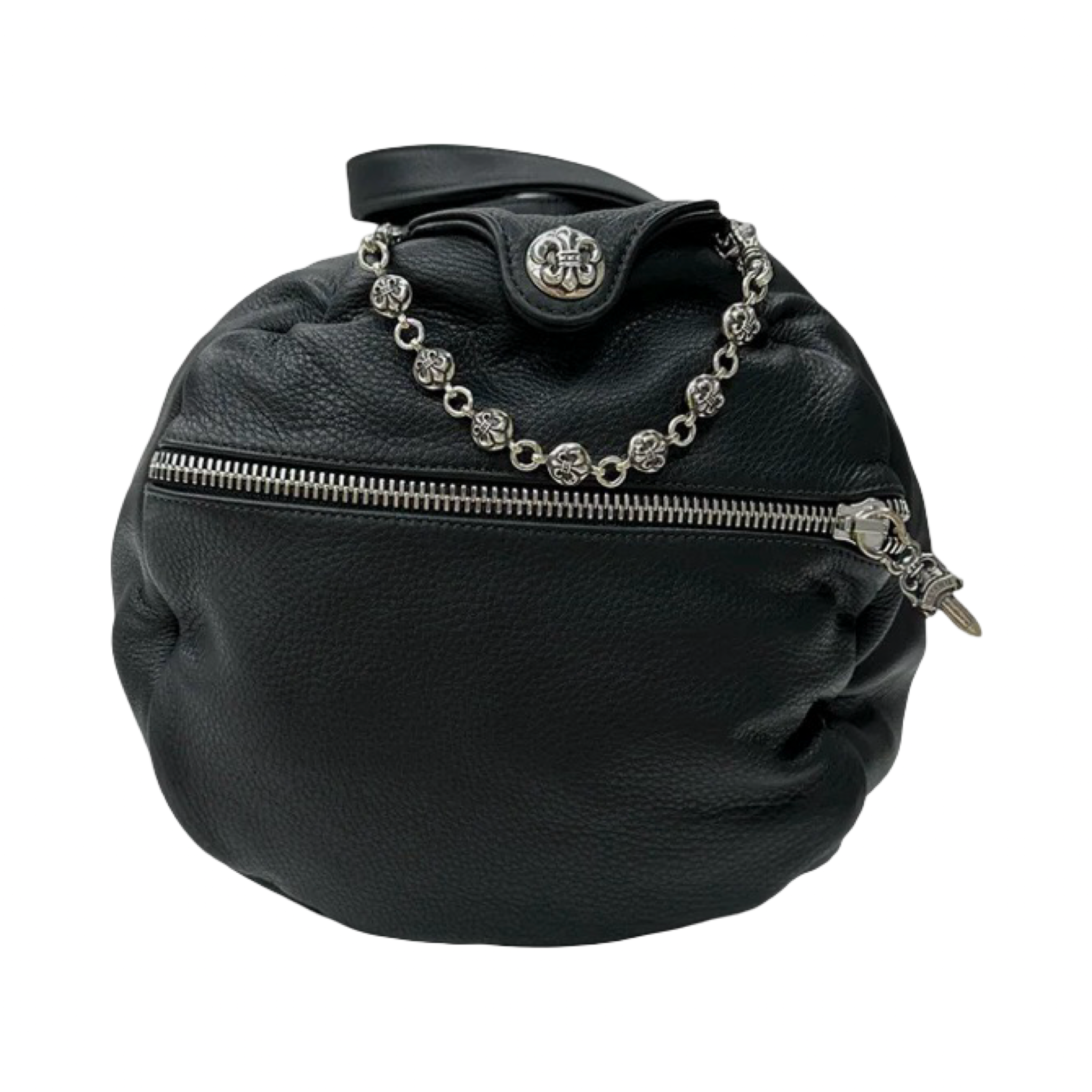 Chrome Hearts Silver Embellished Fleur Patch Leather Duffle
