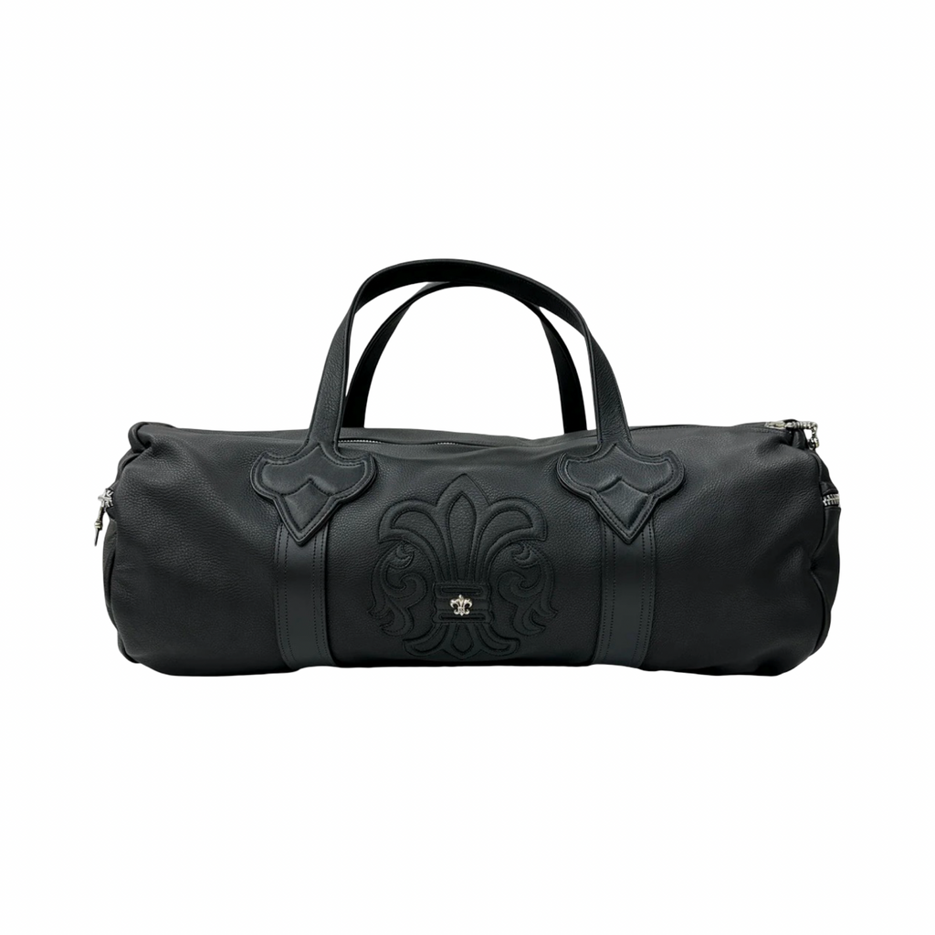Chrome Hearts Silver Embellished Fleur Patch Leather Duffle