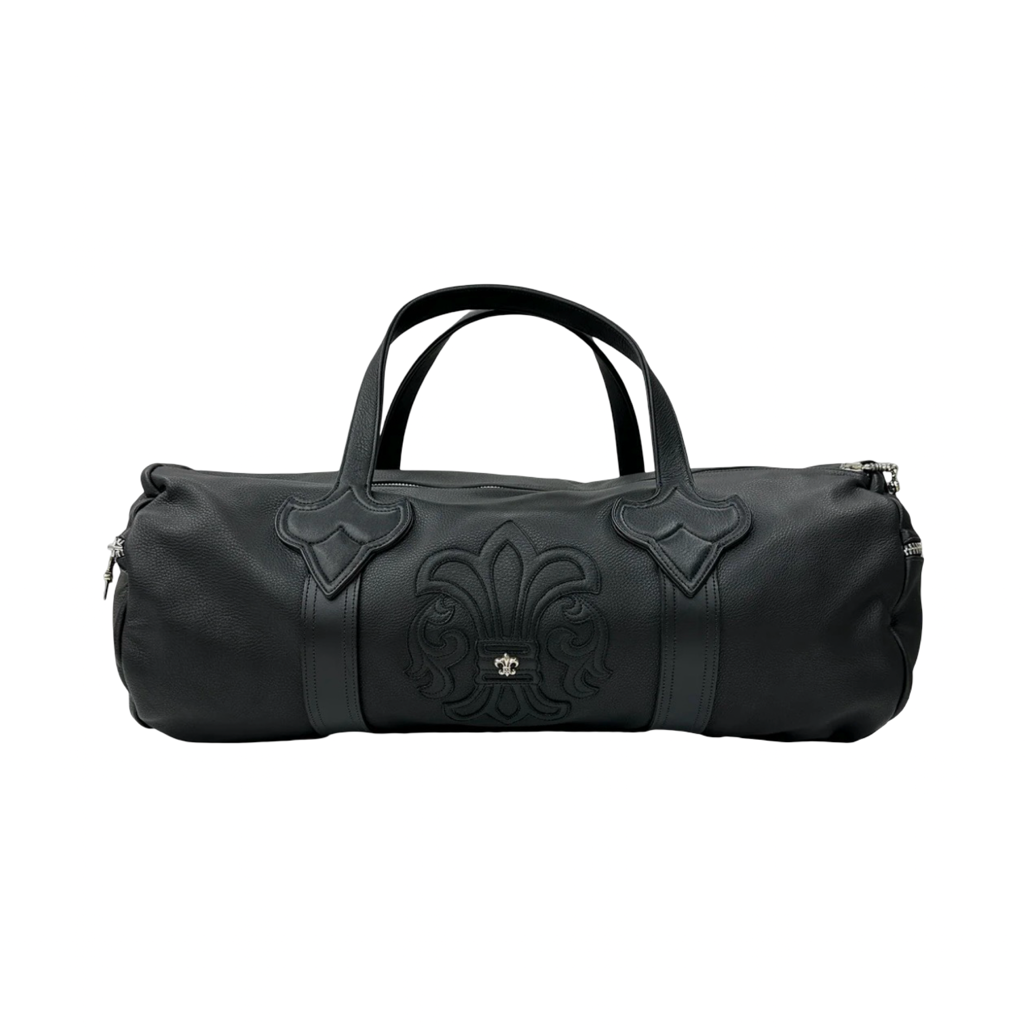 Chrome Hearts Silver Embellished Fleur Patch Leather Duffle