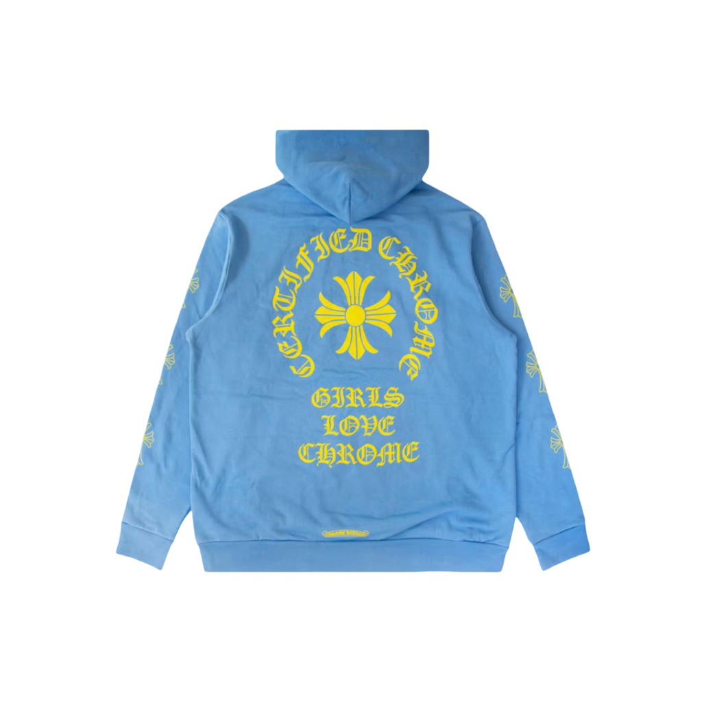 Chrome Hearts Drake CLB Girls Love Chrome Hoodie Blue/Yellow
