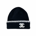 Chanel CC Logo Laciness Beanie Black/White