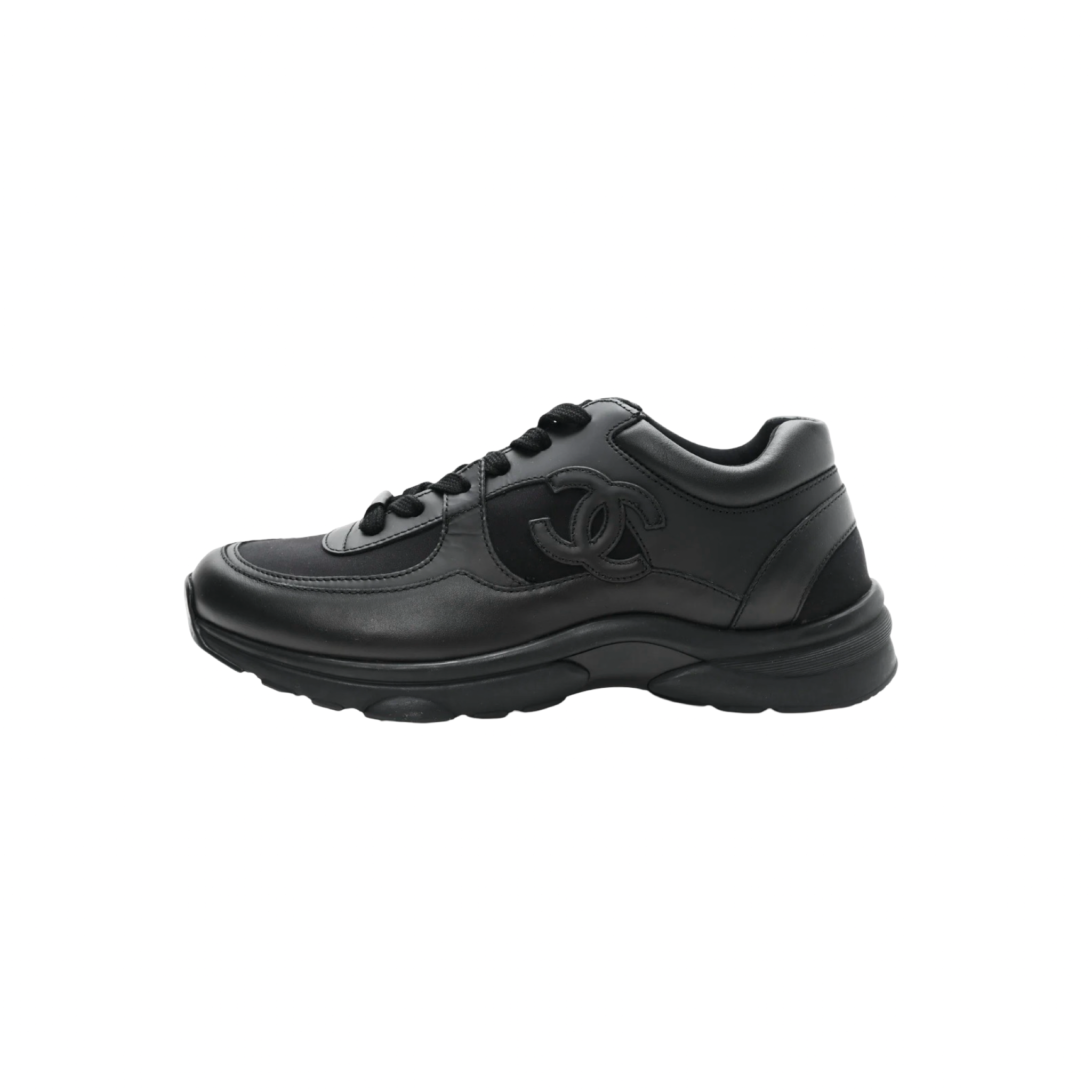 Chanel CC Logo Calfskin Sneaker Black/Black
