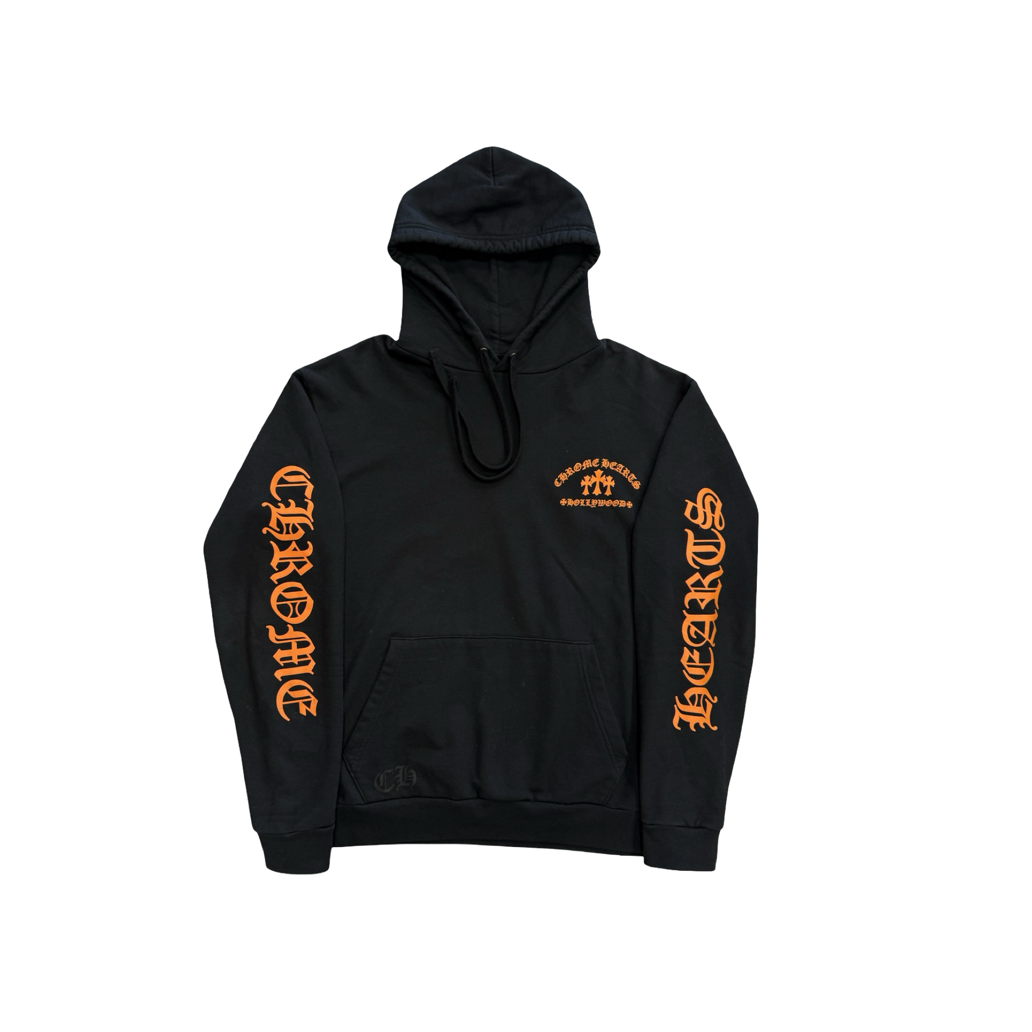 Chrome Hearts Triple Cross Logo Hoodie Black Orange