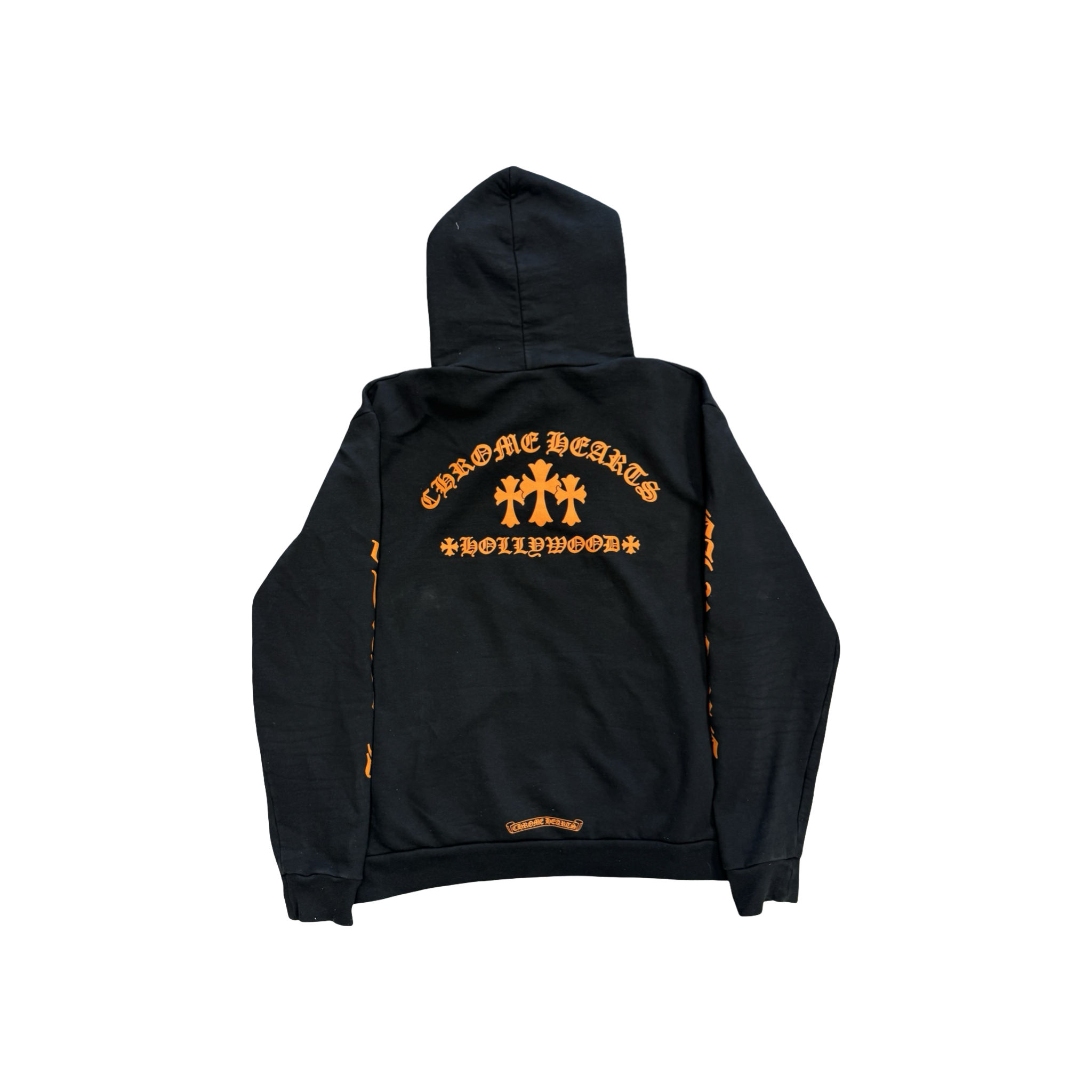 Chrome Hearts Triple Cross Logo Hoodie Black Orange