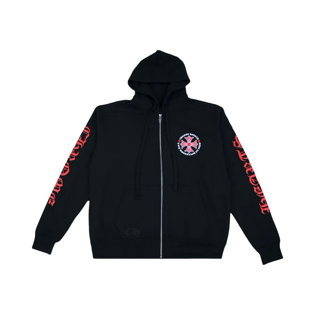 Chrome Hearts Made In Hollywood Red Plus Cross Zip Up Black
