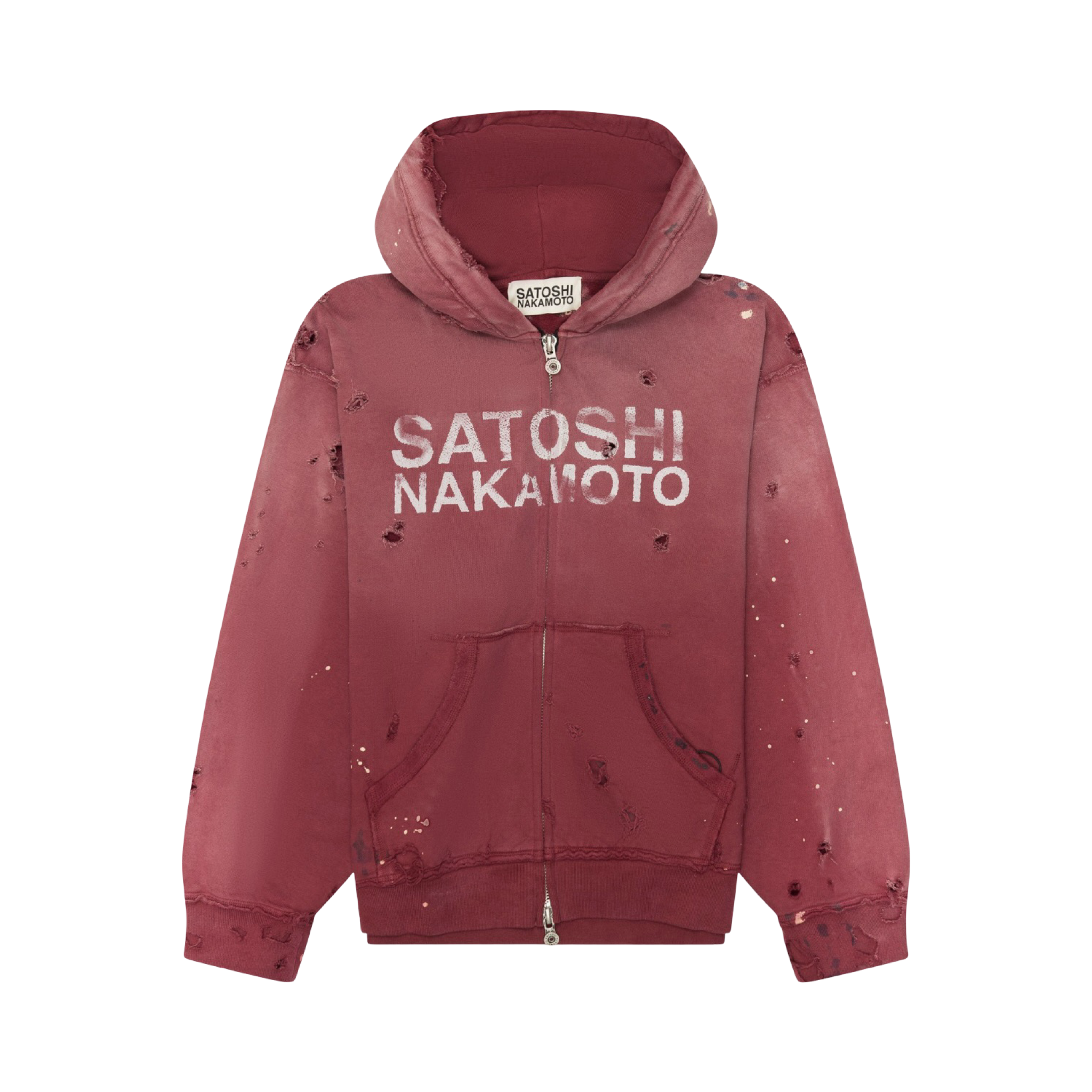 Satoshi Nakamoto Luke Fleeced Zip Up Red