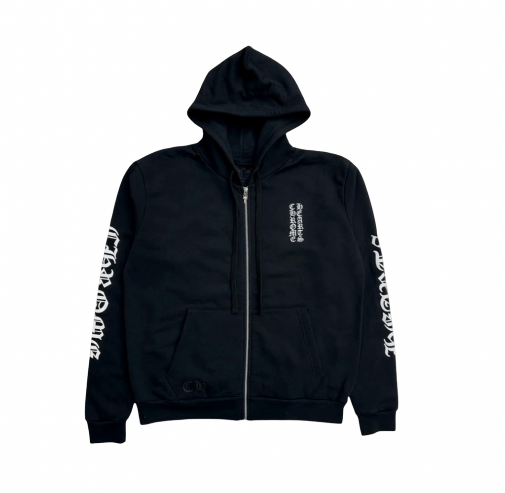 Chrome Hearts Thermal Lined Vertical Logo Black Zip Up