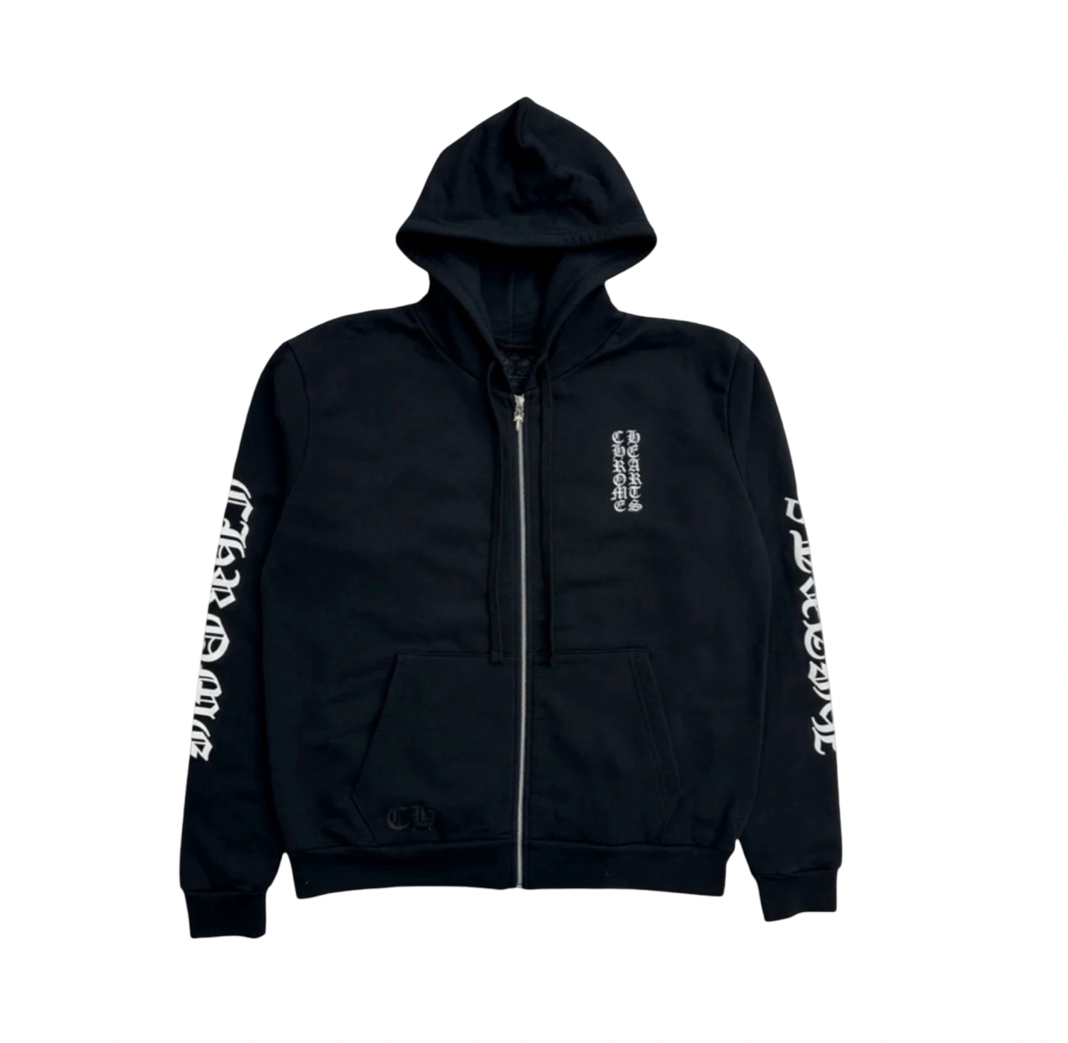 Chrome Hearts Thermal Lined Vertical Logo Black Zip Up