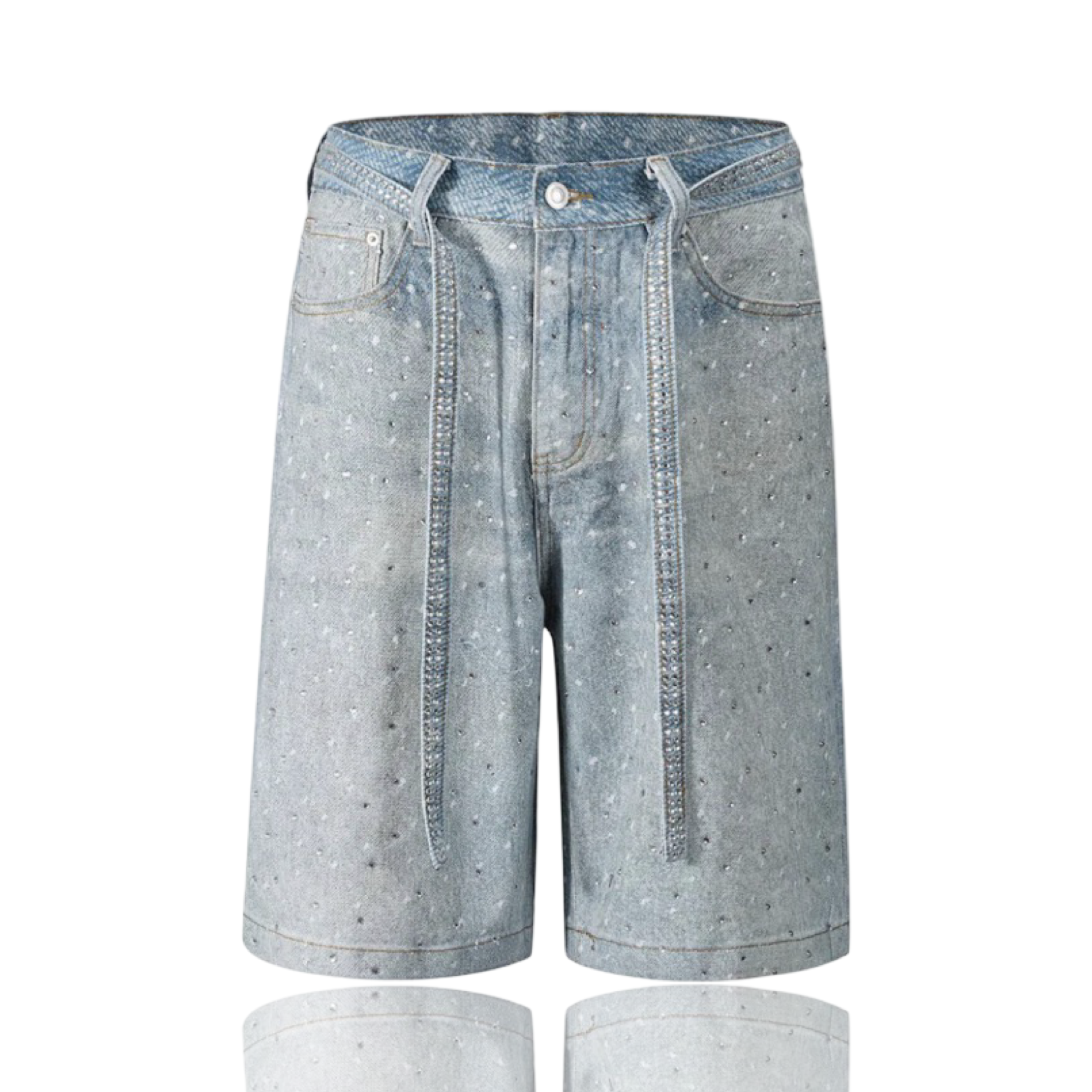 Attere Rhinestone Rodeo Jorts Blue