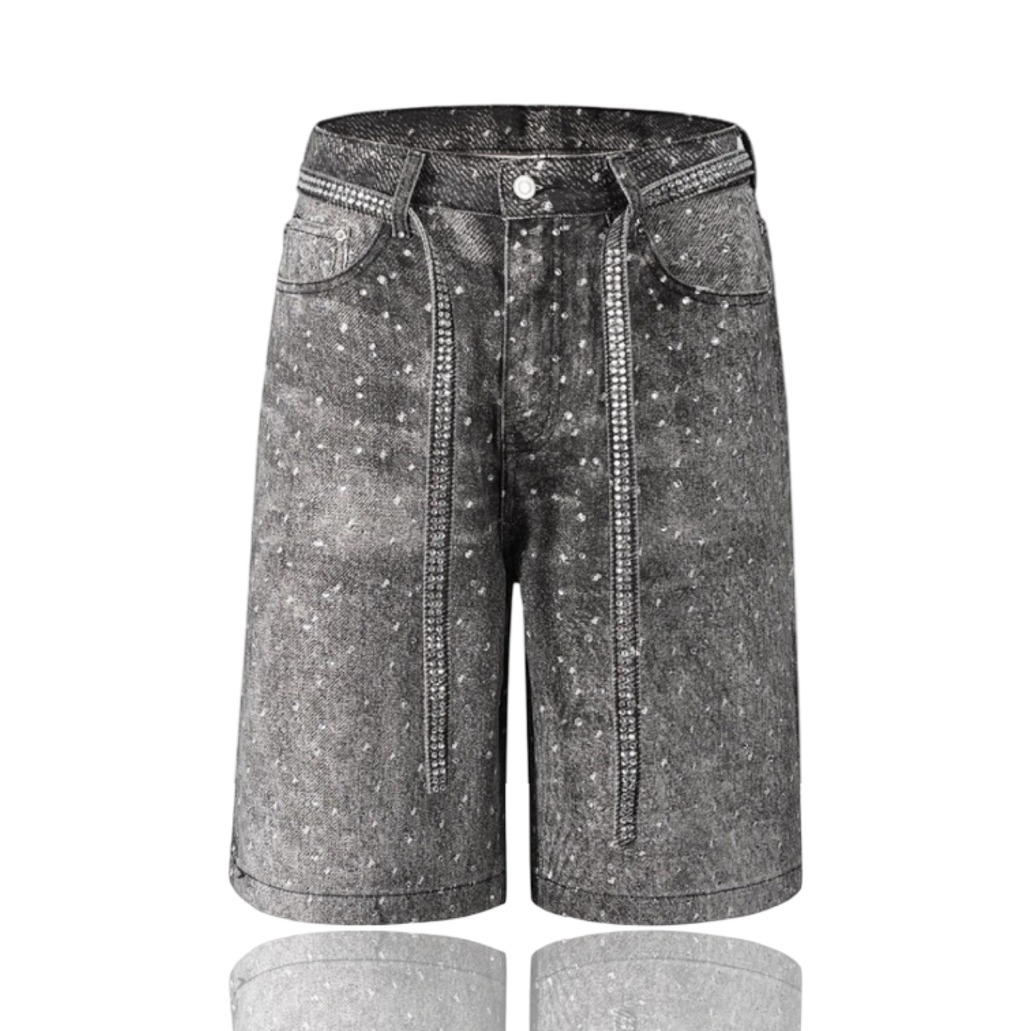 Attere Rhinestone Rodeo Jorts Black