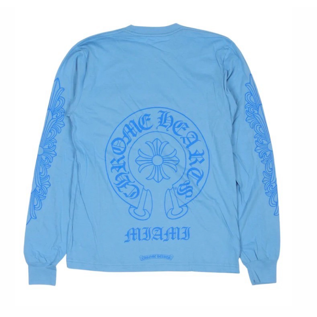 Chrome Hearts Blue Miami Horseshoe Logo Longsleeve