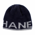 Chanel Cashmere Logo Beanie Navy/Grey