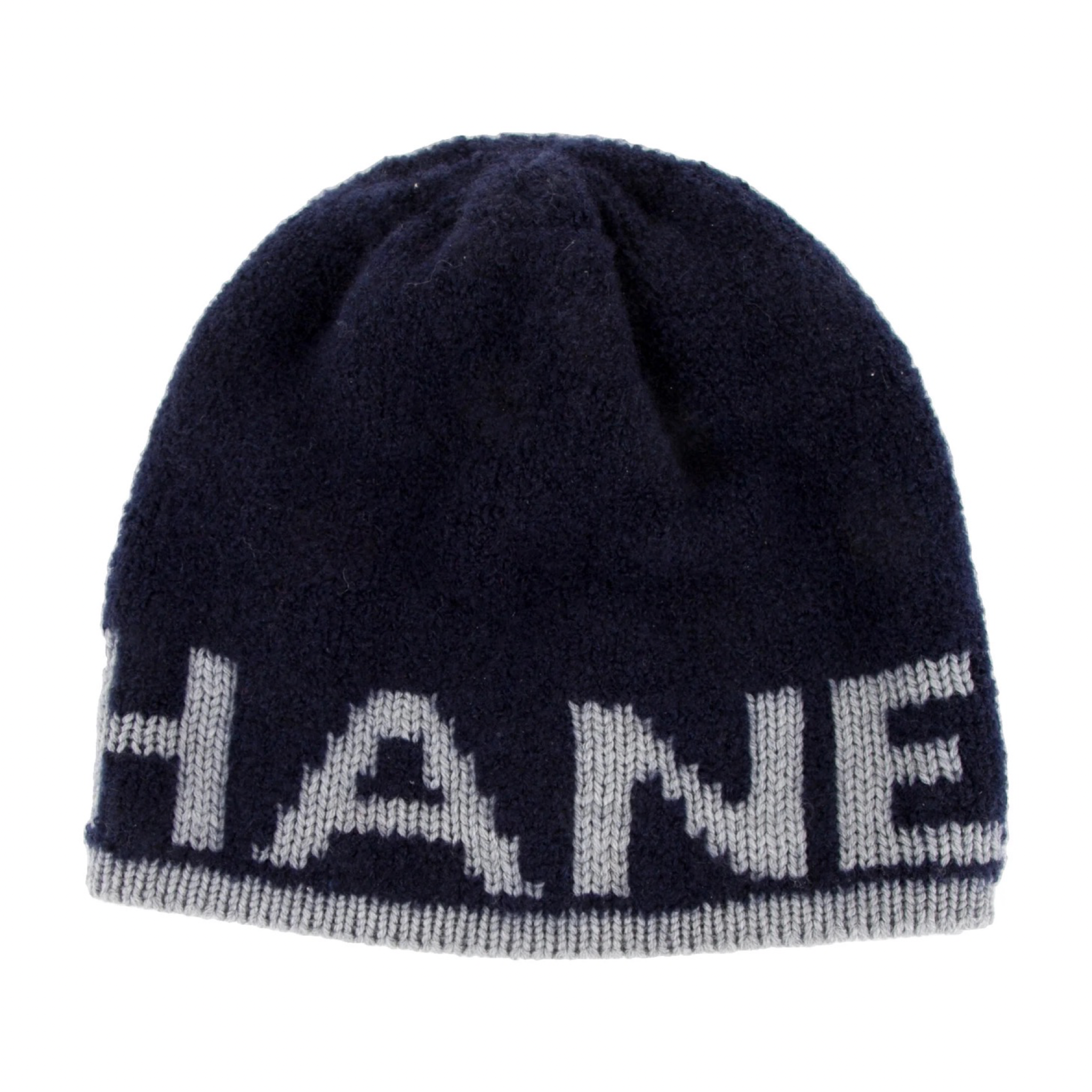 Chanel Cashmere Logo Beanie Navy/Grey
