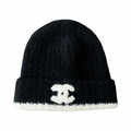 Chanel CC Logo Cashmere Wool Beanie Black/Cream