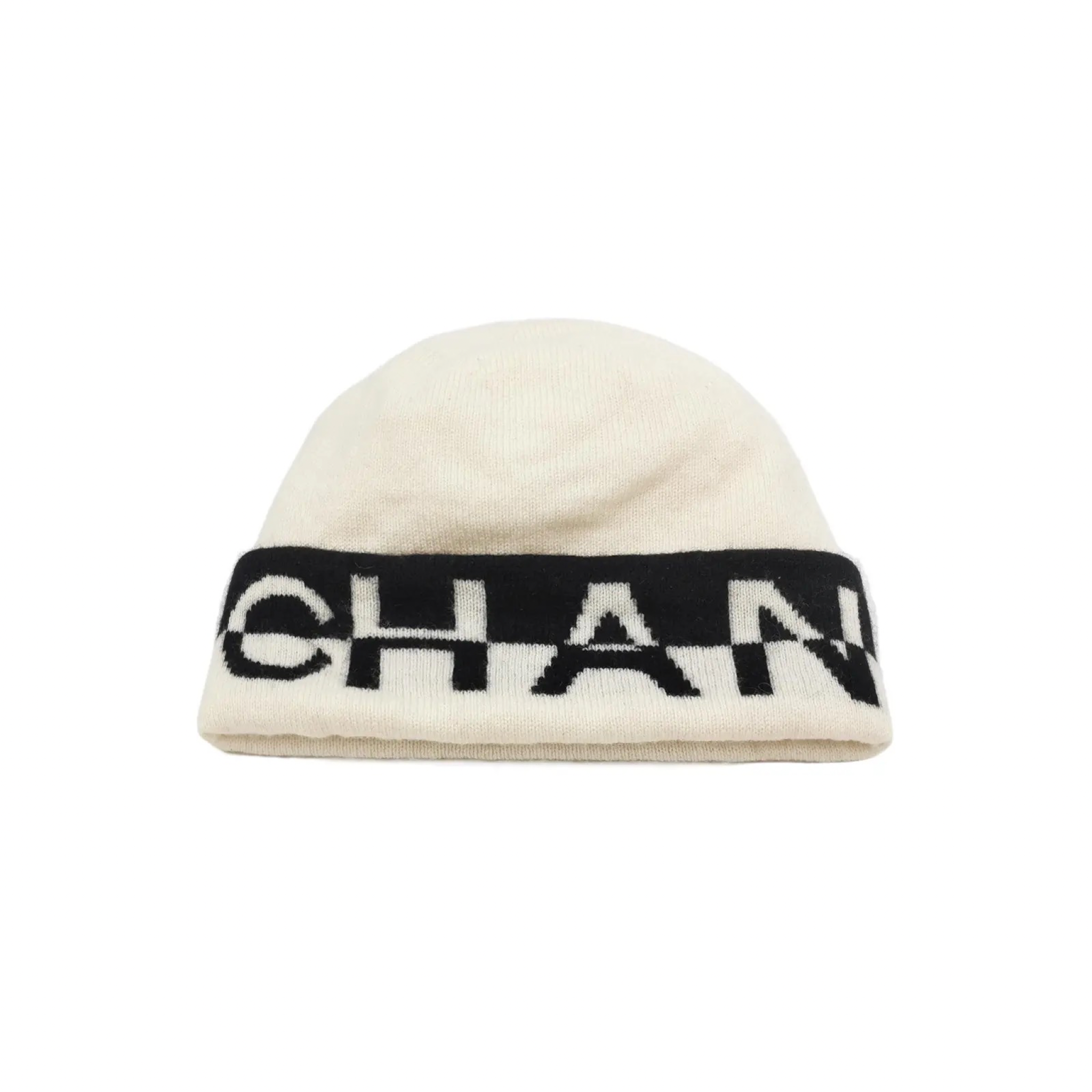 Chanel Cashmere Logo Beanie Cream/Black