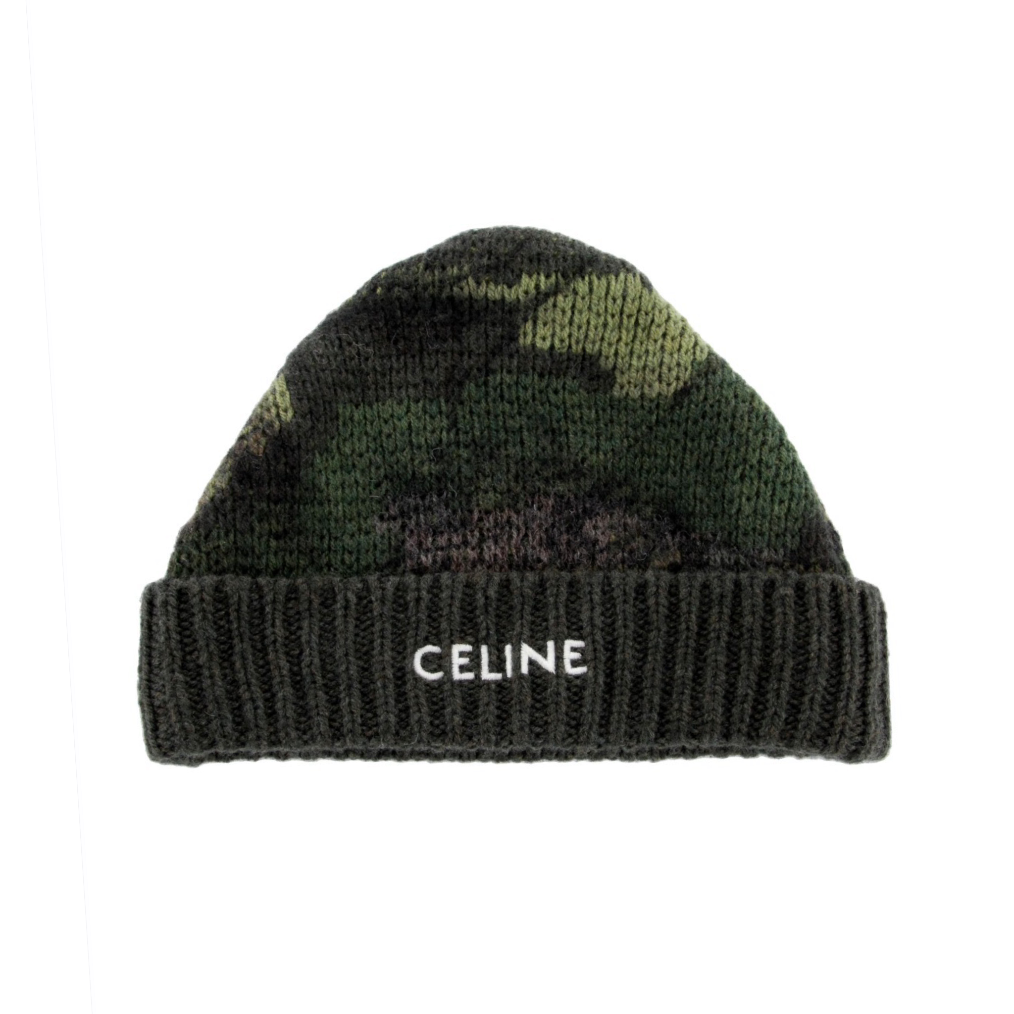 Celine Wool Logo Camo Beanie