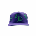 Chrome Hearts Leather Cross Embroidered CH Logo Baseball Hat Purple/Green